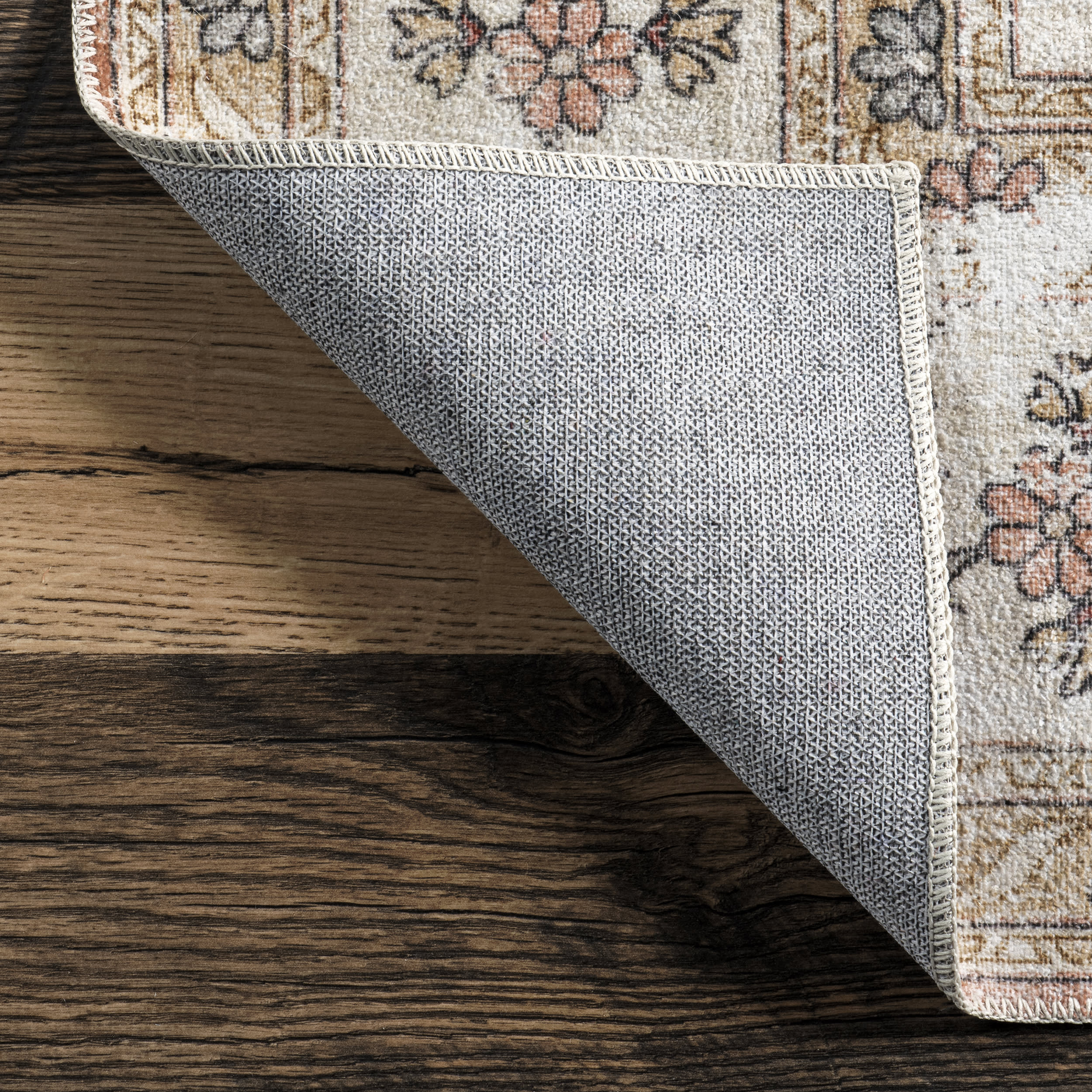 Rosette Medallion Washable Rug | Peach - Image 7