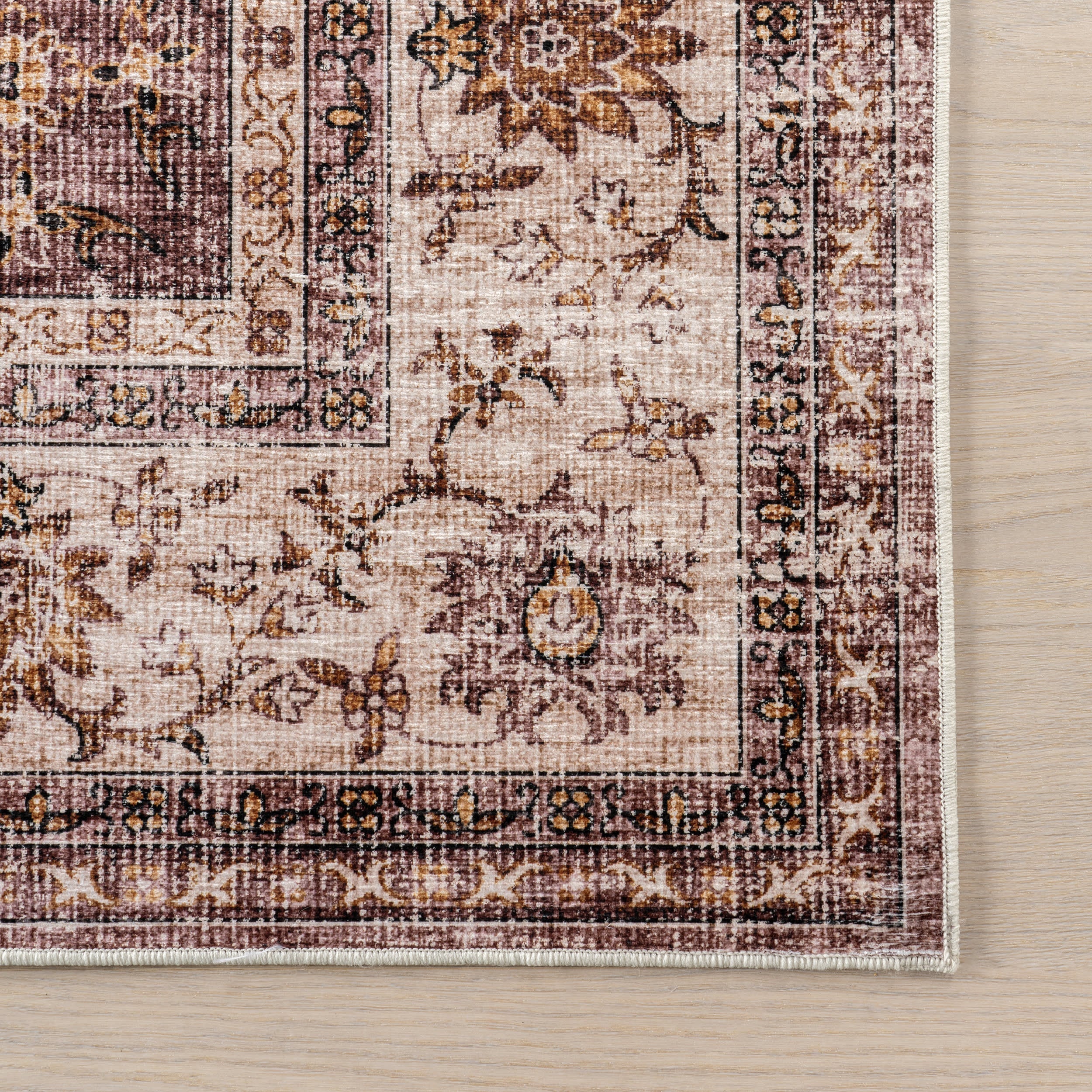 Rosewood Vintage Spill Proof Washable Rug | Blush - Image 4