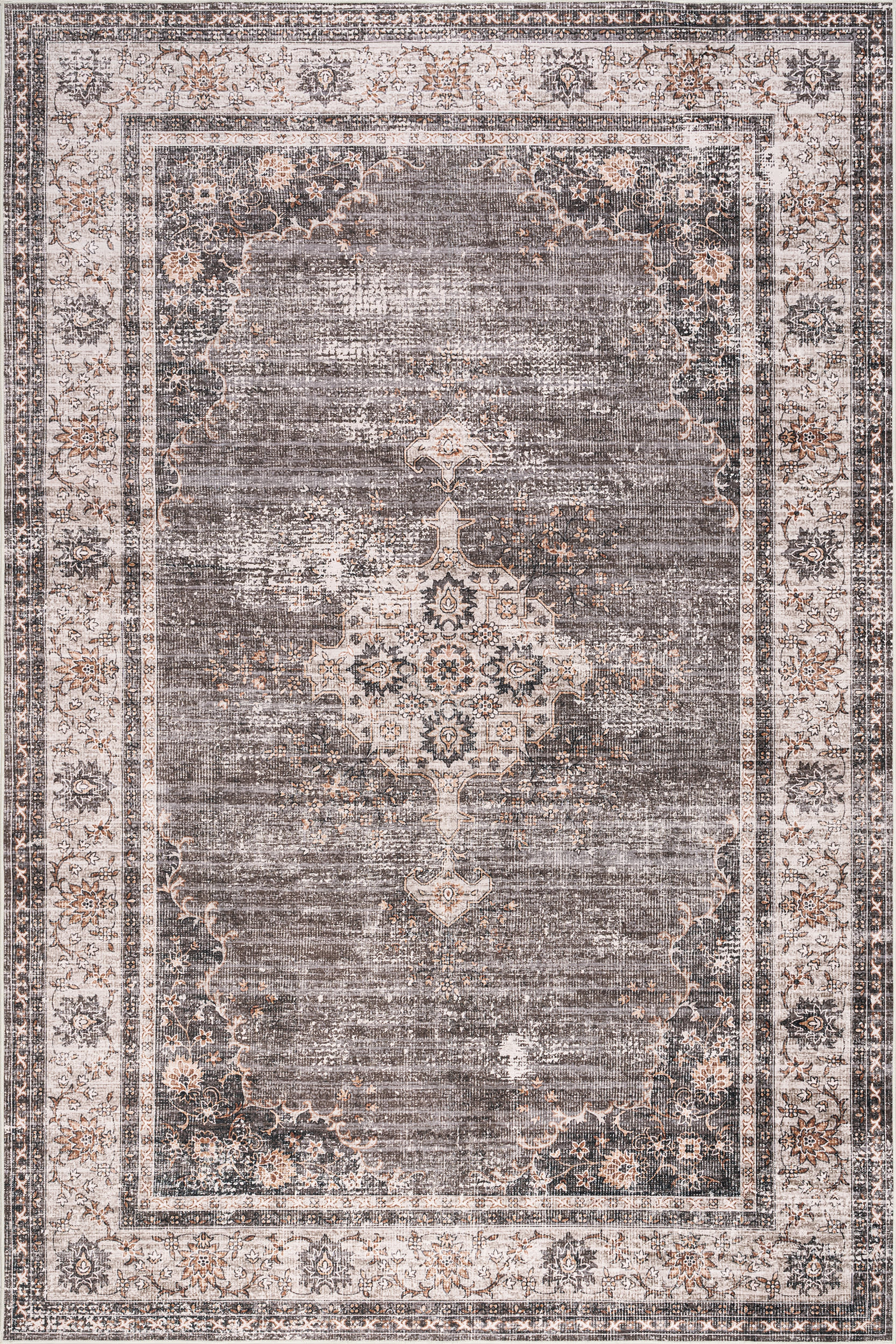 Rosewood Vintage Spill Proof Washable Rug | Brown
