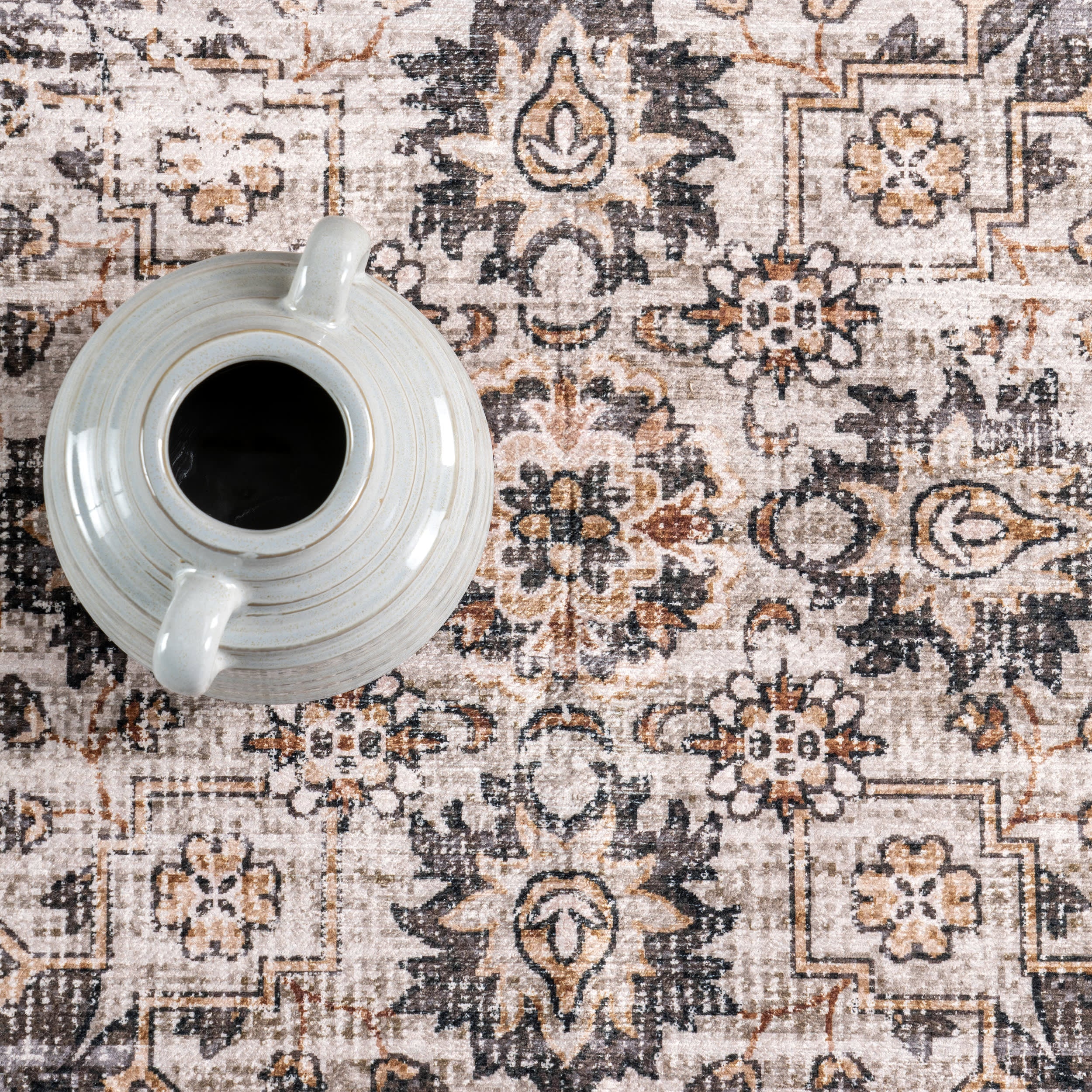 Rosewood Vintage Spill Proof Washable Rug | Brown - Image 8