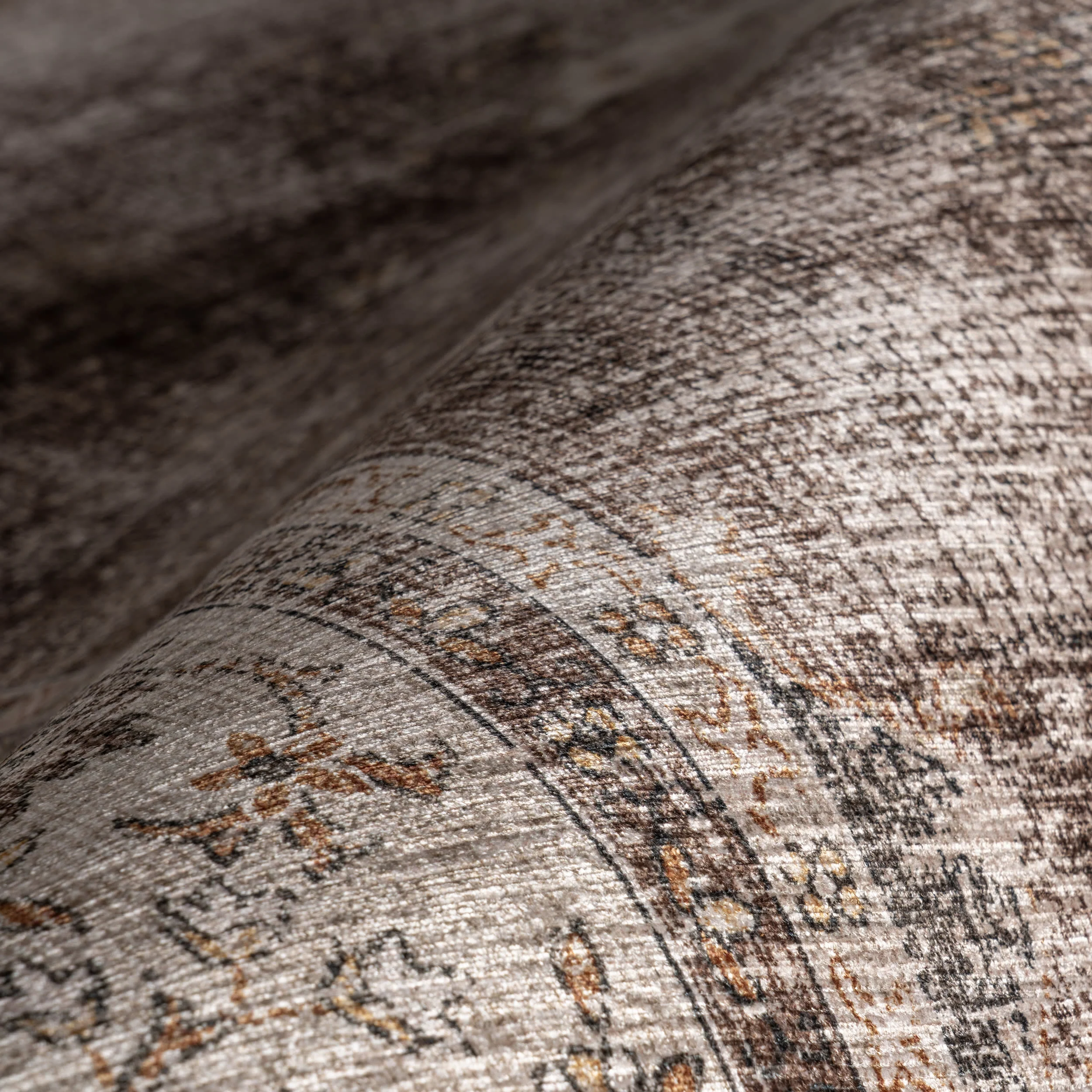 Rosewood Vintage Spill Proof Washable Rug | Dark Brown - Image 3