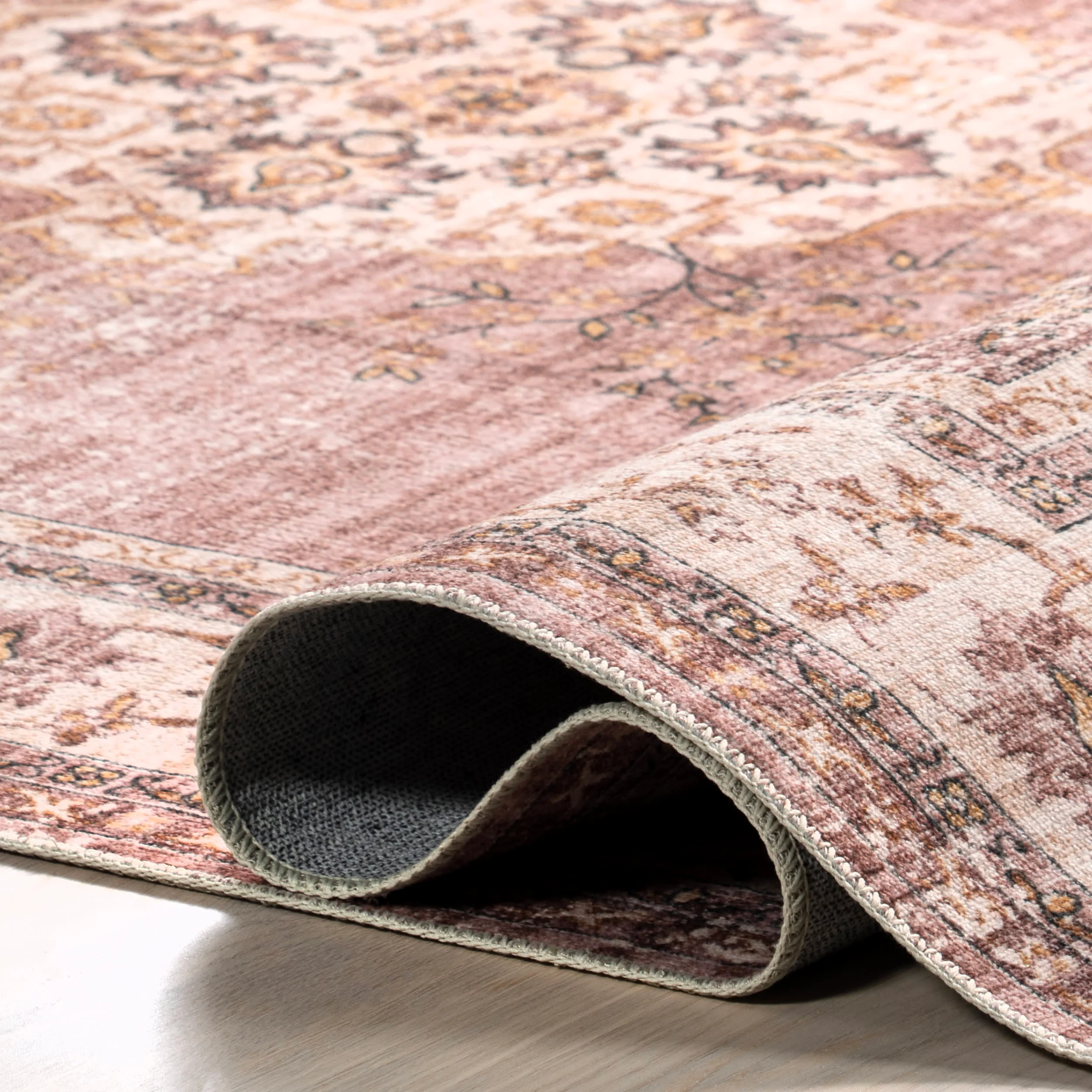 Rosewood Vintage Washable Rug | Blush - Image 6