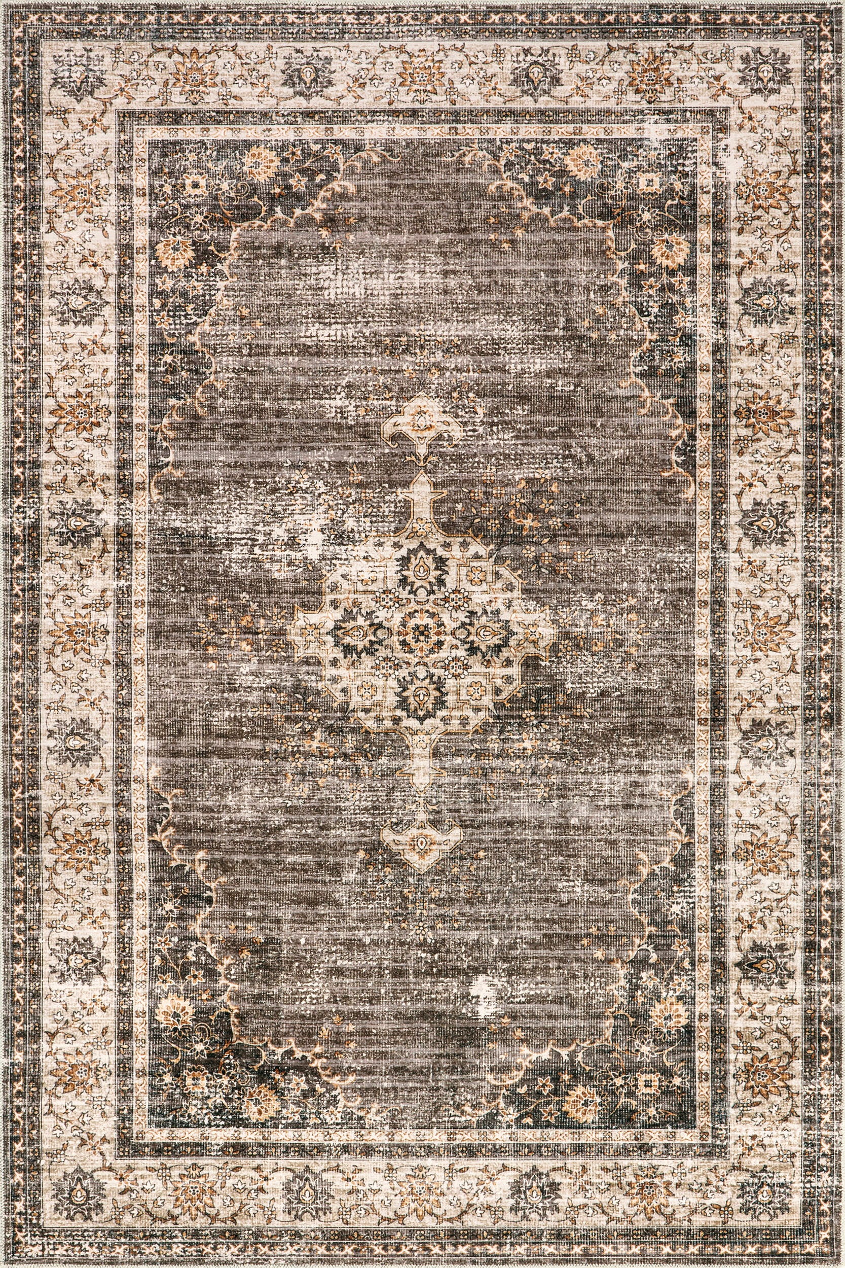 Rosewood Vintage Washable Rug | Brown