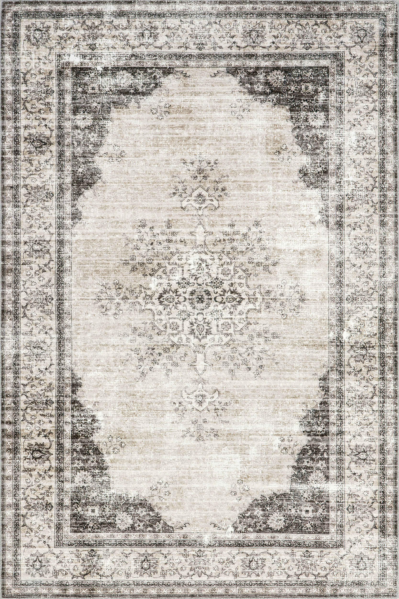 Rosewood Vintage Washable Rug | Ivory