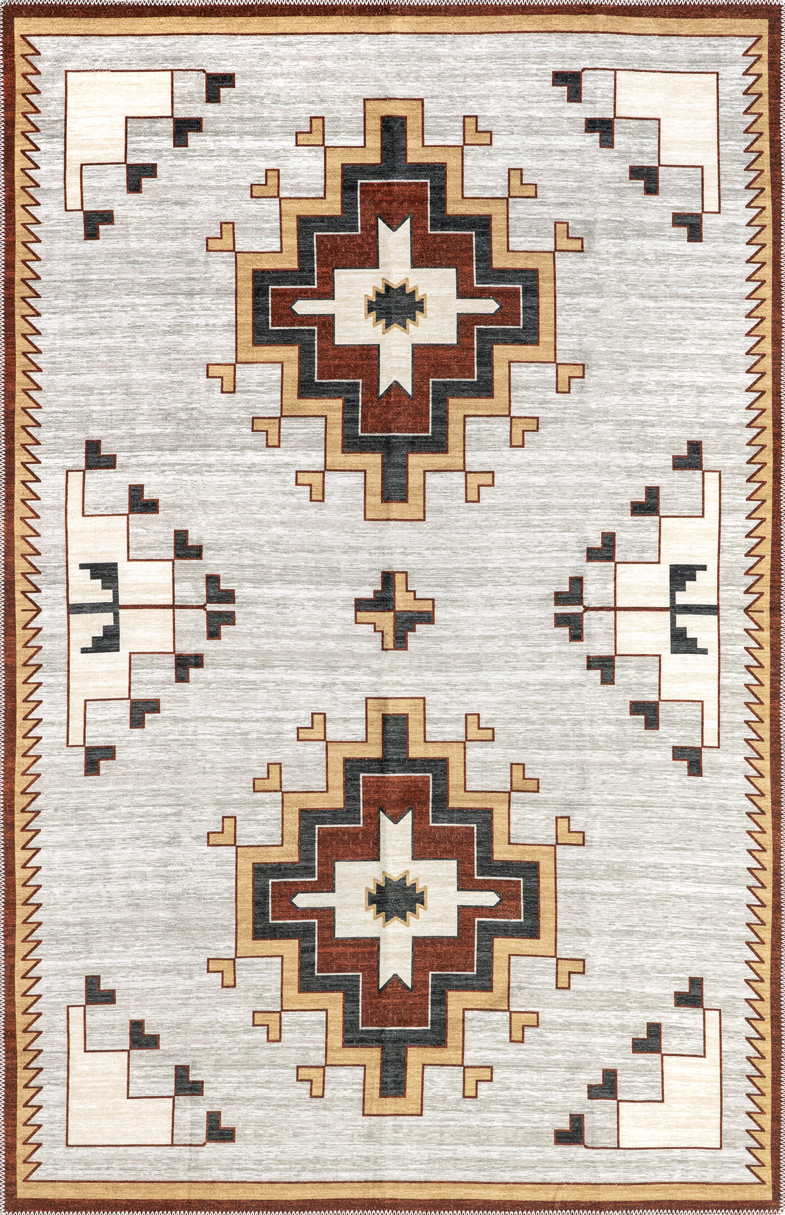 Rosey Washable Colorful Shapes Rug | Ivory