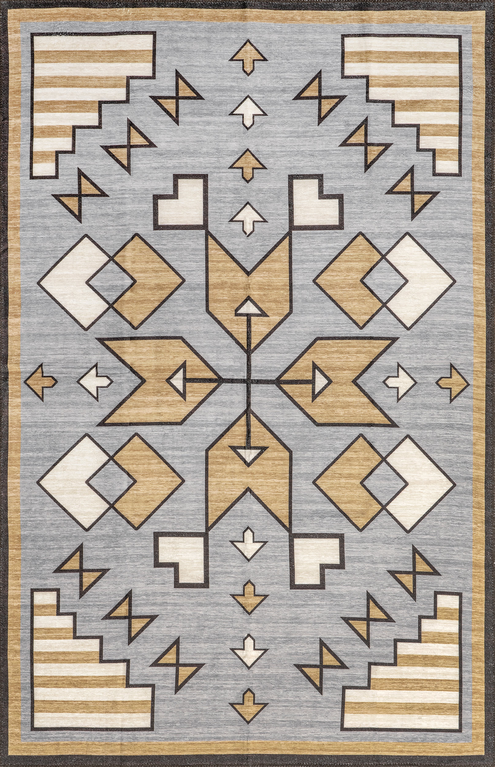 Rosita Washable Aztec Rug | Grey
