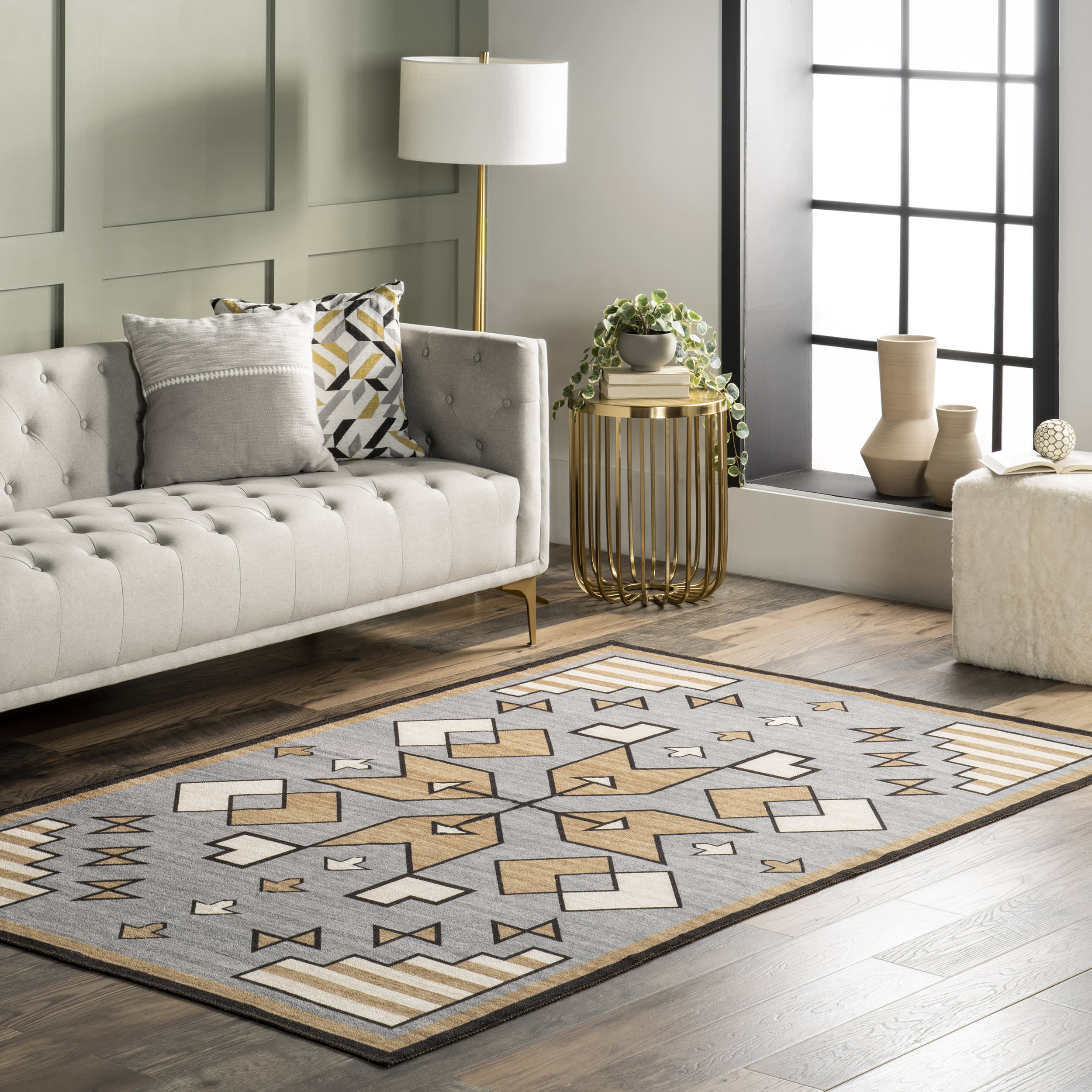 Rosita Washable Aztec Rug | Grey - Image 2