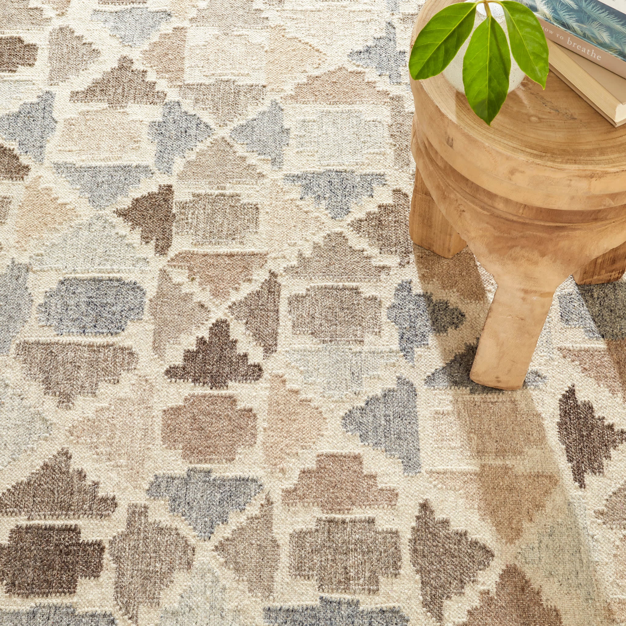 Rufus Stone Kilim Handwoven Wool Rug | Natural - Image 3