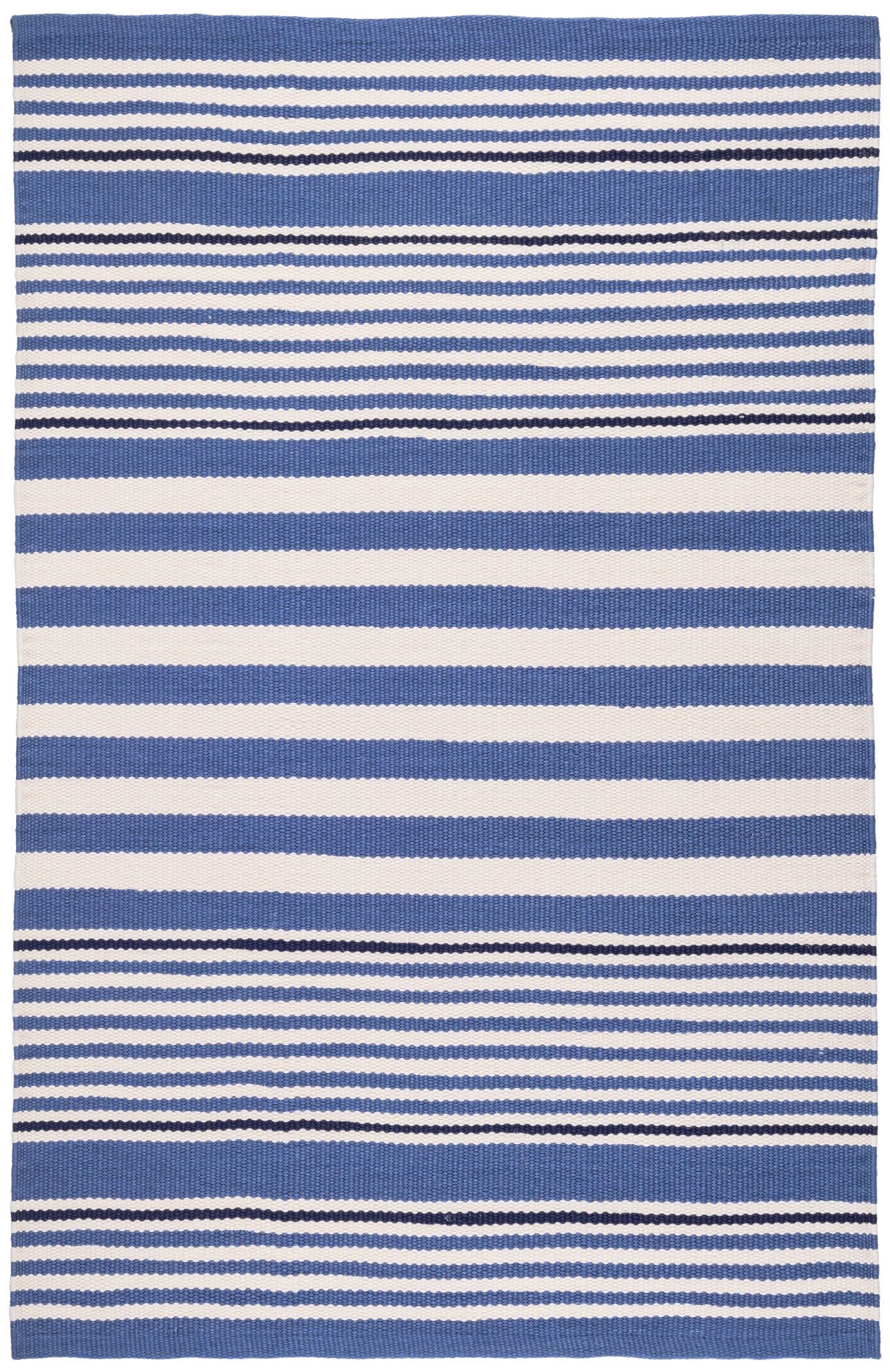 Rugby Stripe Handwoven Indoor/Outdoor Rug | Denim - Image 6