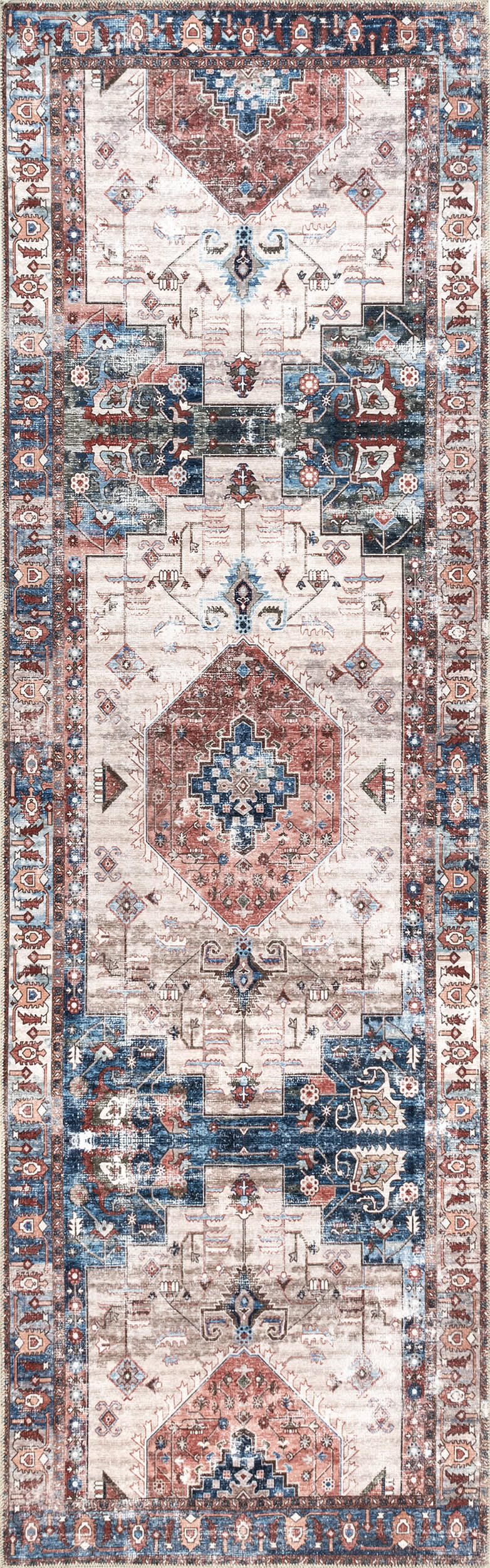 Runic Medallion Washable Rug | Brick