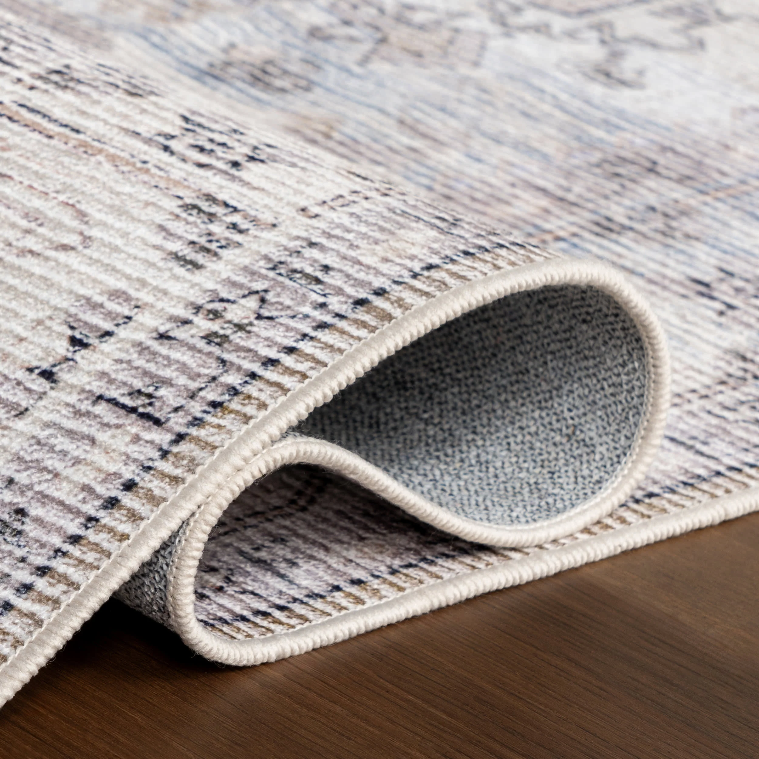 Rylan Medallion Spill Proof Washable Rug | Grey - Image 9