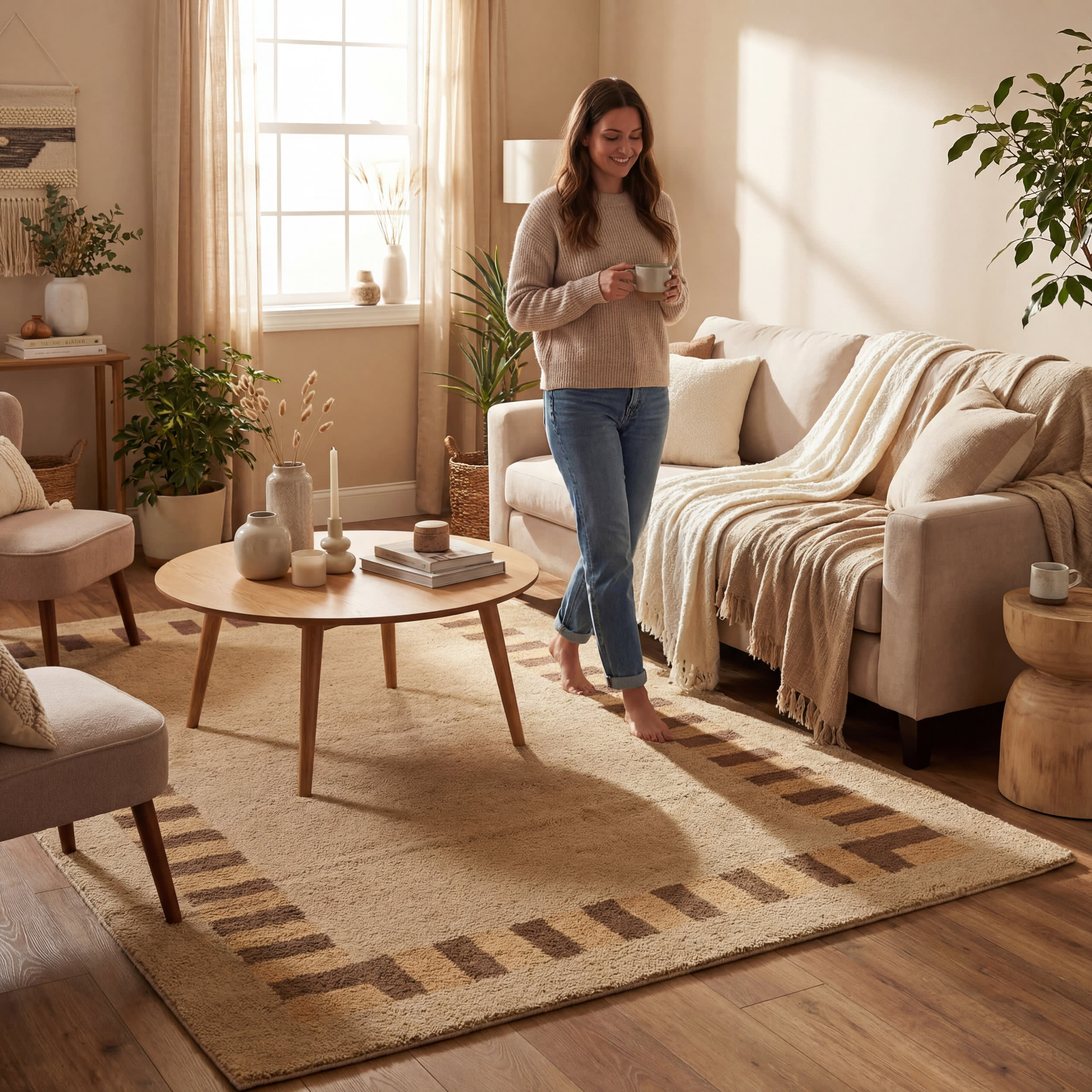 Sabrine Bordered Rug | Tan - Image 5