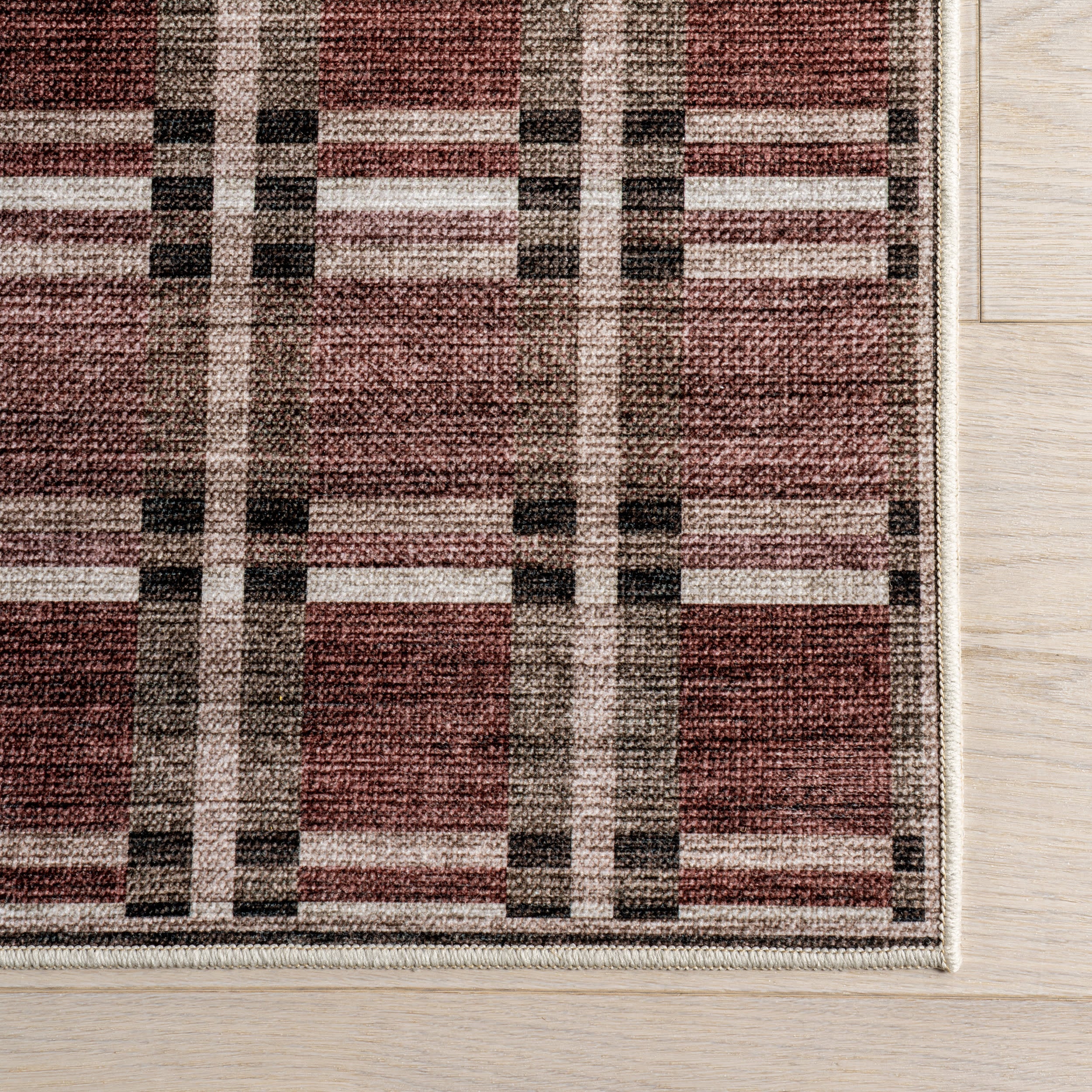 Sacha Plaid Spill Proof Washable Rug | Rust - Image 4
