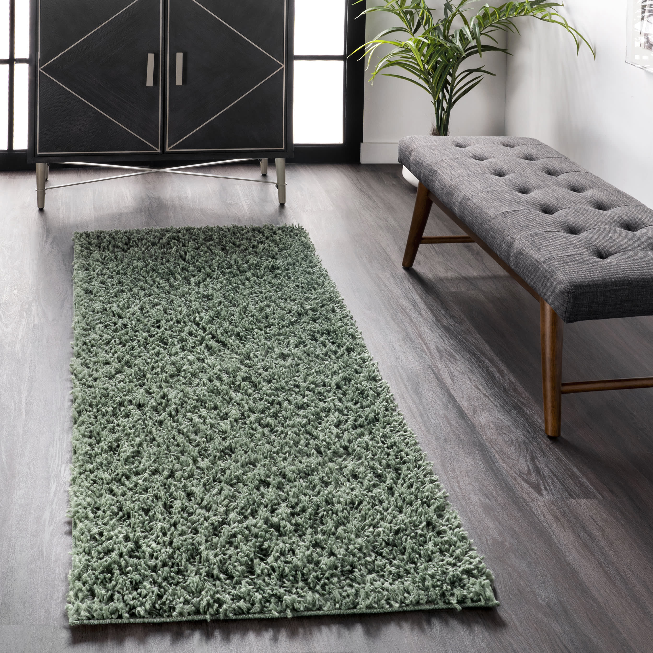 Sade Solid Shag Rug | Green - Image 2