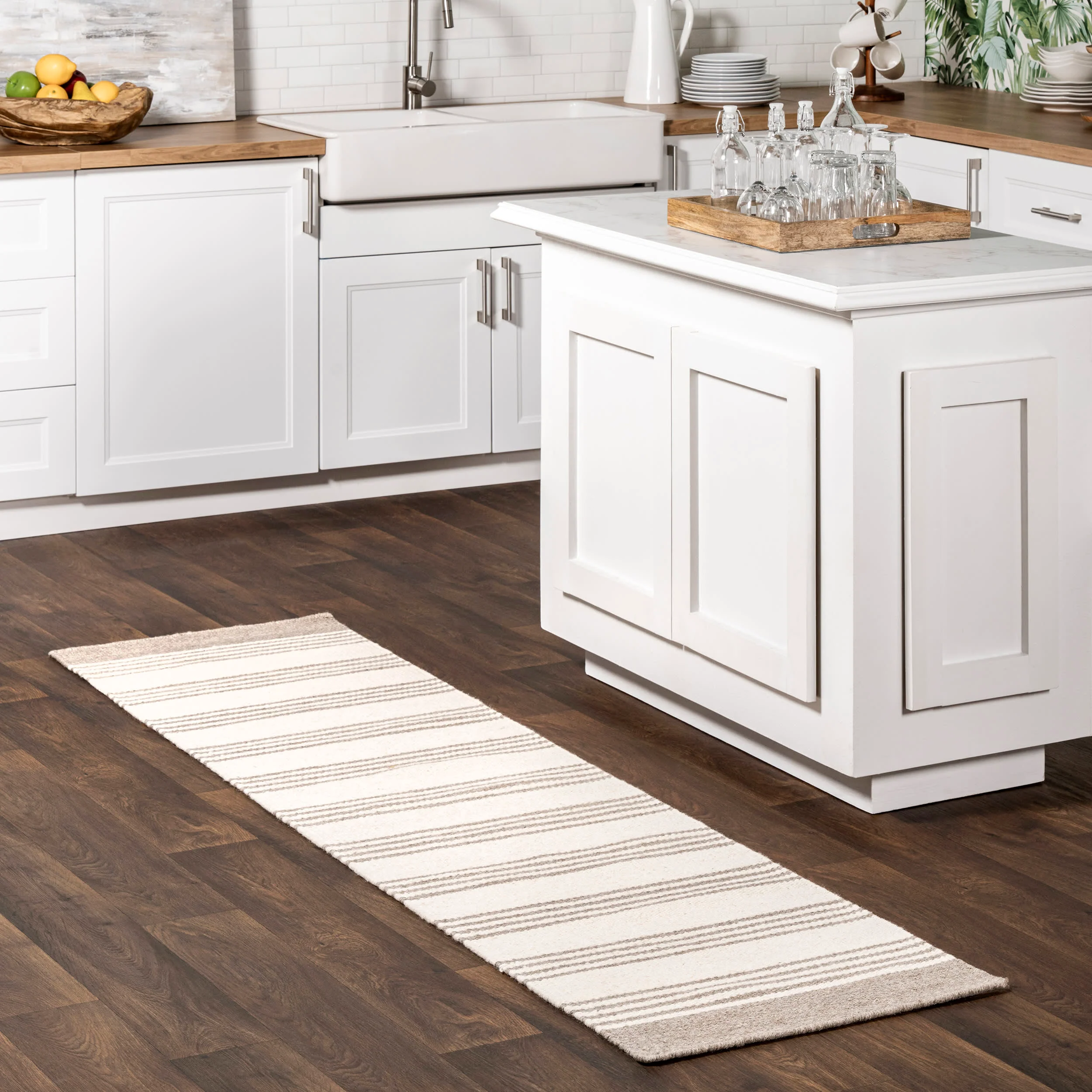 Sage Striped Wool-Blend Rug | Beige - Image 2