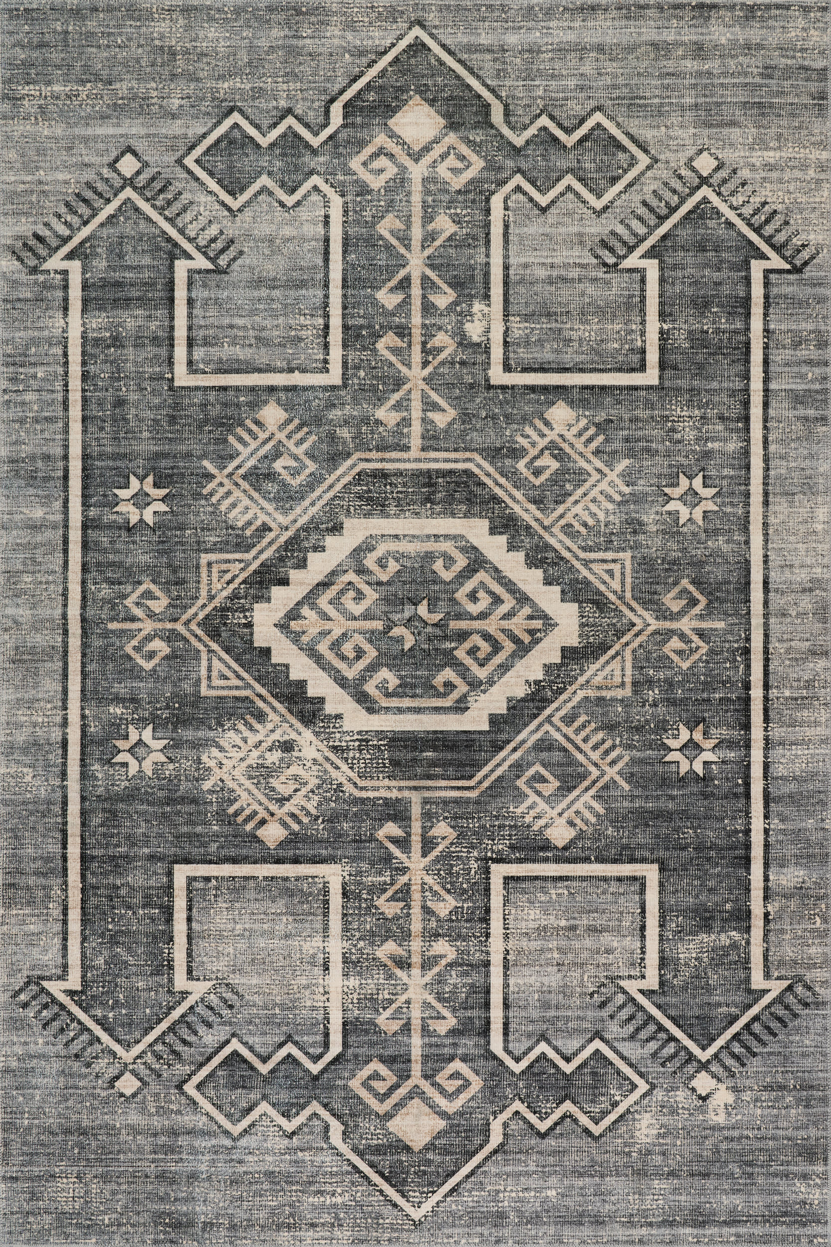 Sagebrush Geometric Spill Proof Washable Rug | Grey