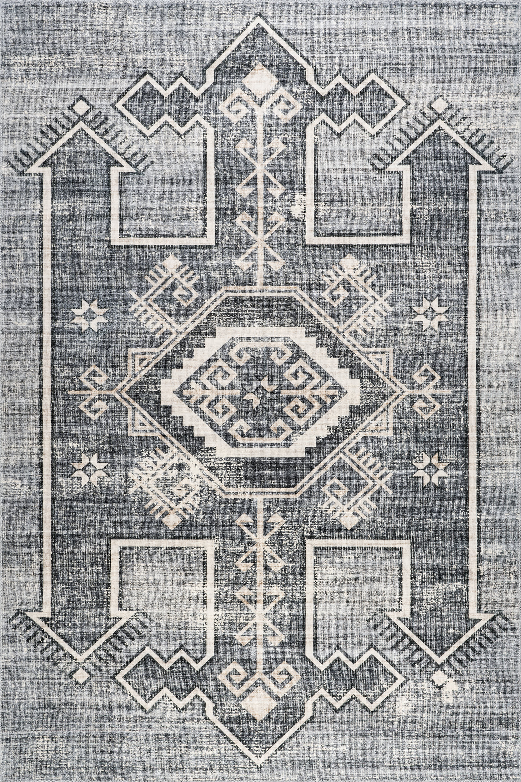 Sagebrush Geometric Washable Rug | Grey