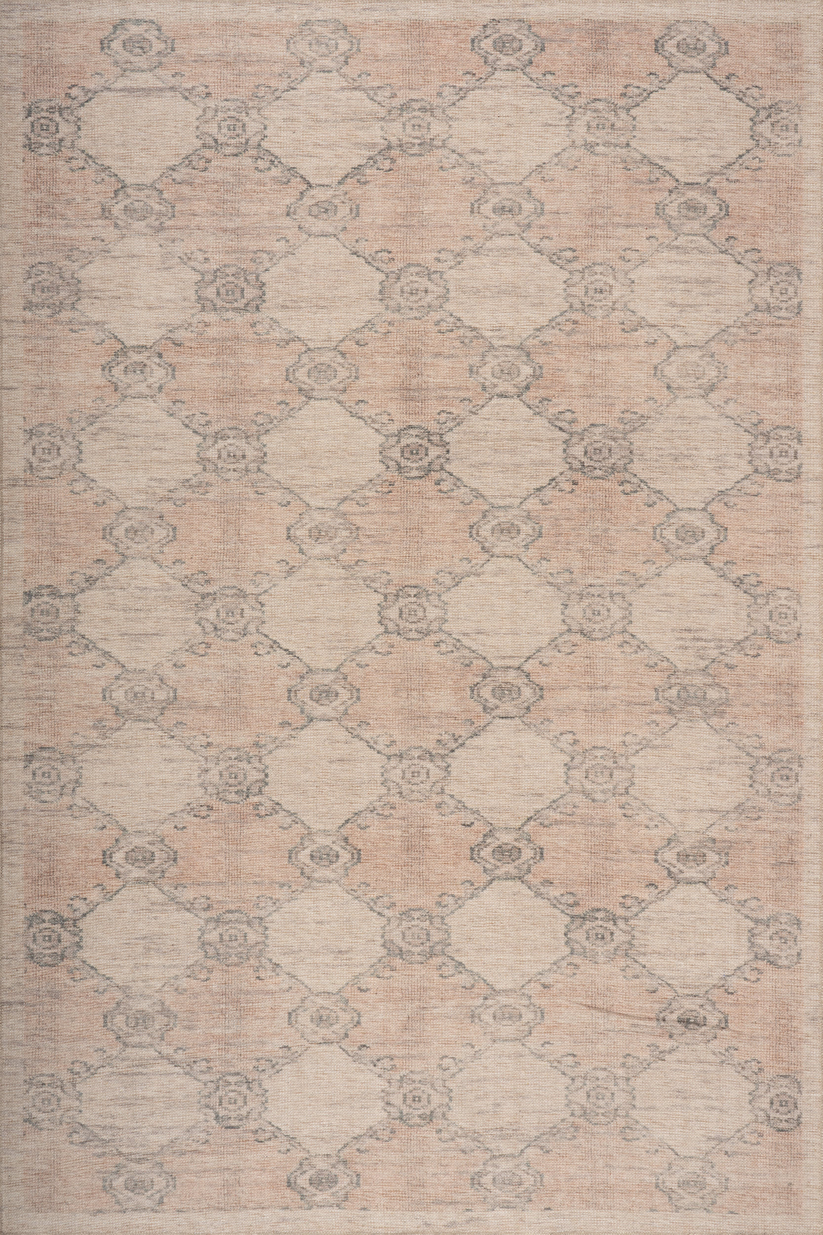 Sahi Traditional Diamond Washable Rug | Peach