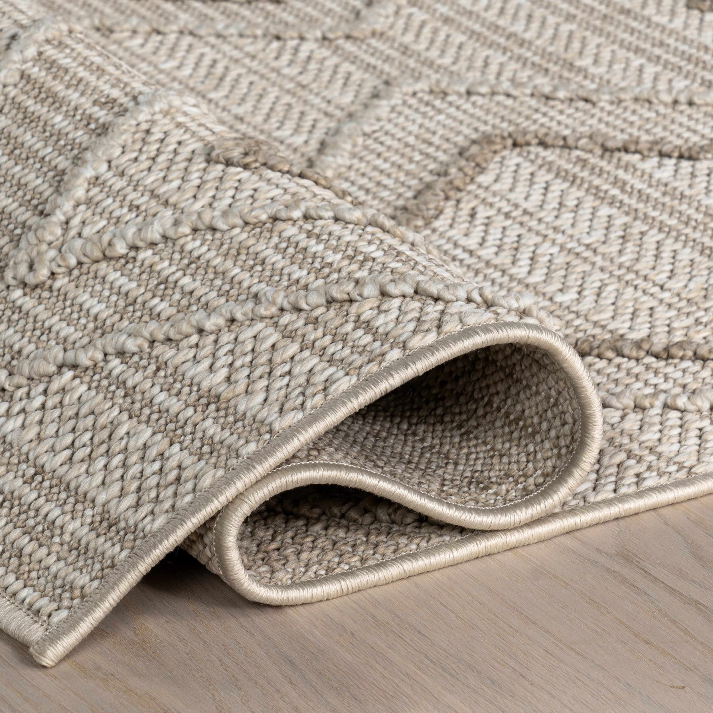 Saige High-Low Diamond Indoor/Outdoor Rug | Beige - Image 10