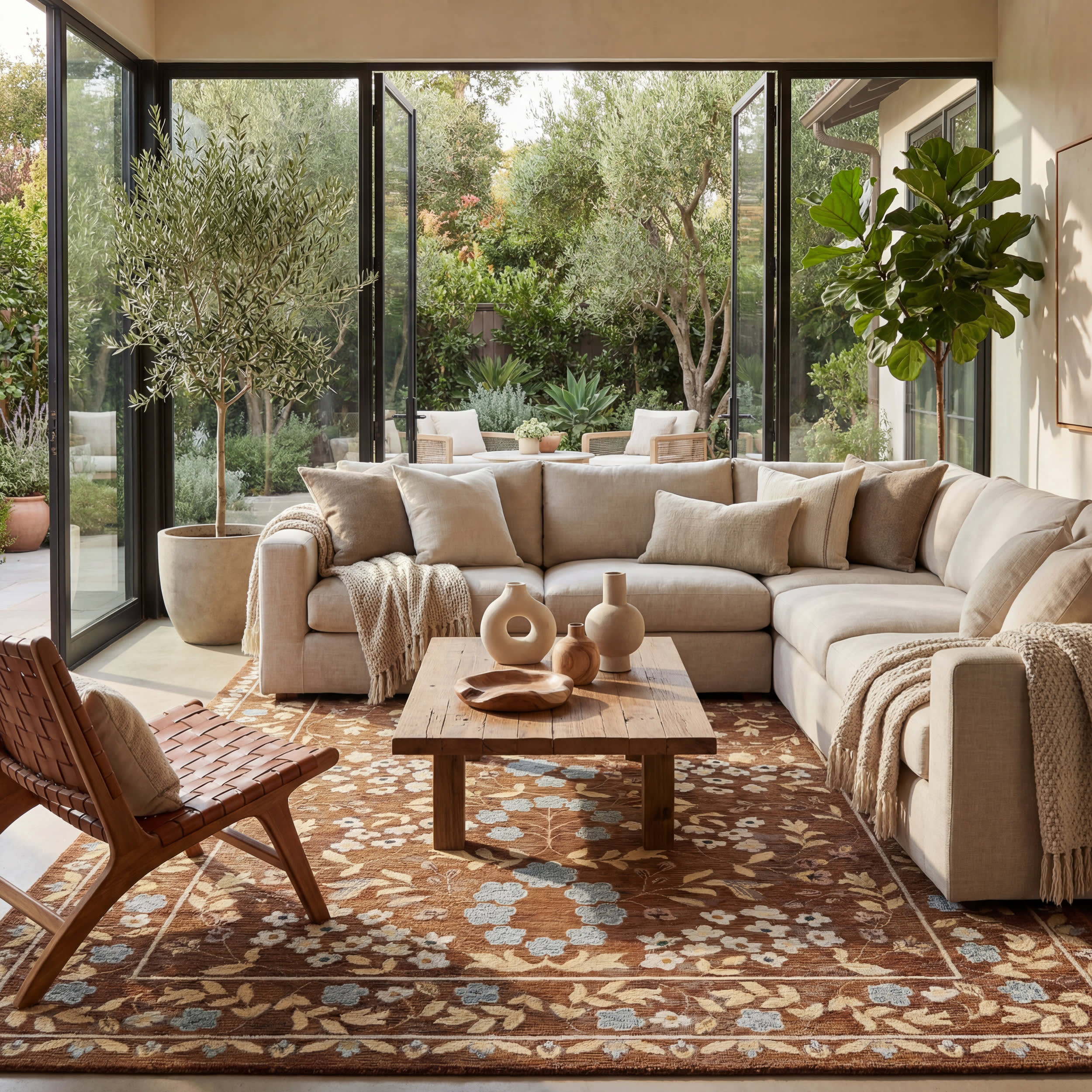 Sanaya Transitional Floral Indoor/Outdoor Rug | Brown - Image 10