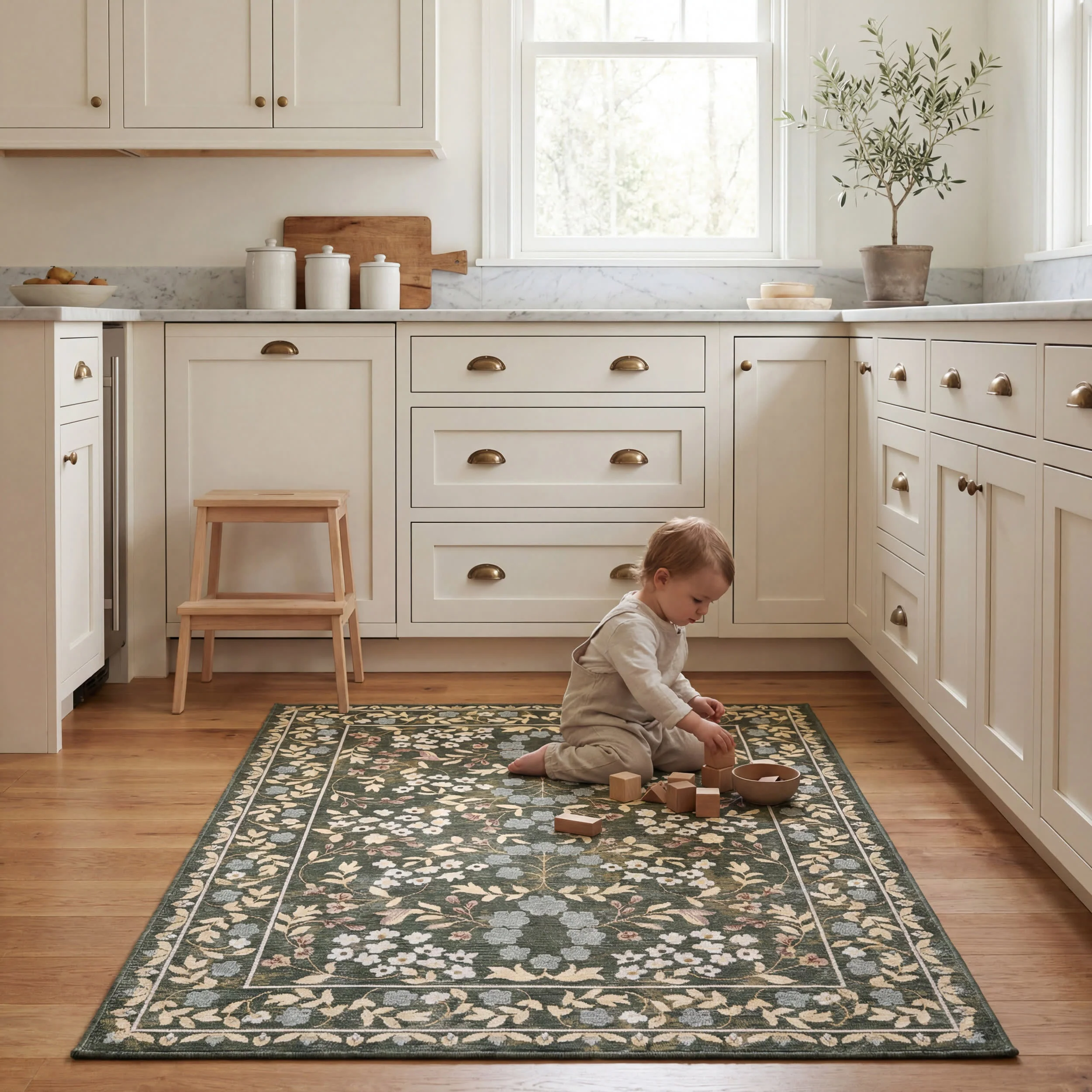 Sanaya Transitional Floral Indoor/Outdoor Rug | Green - Image 9