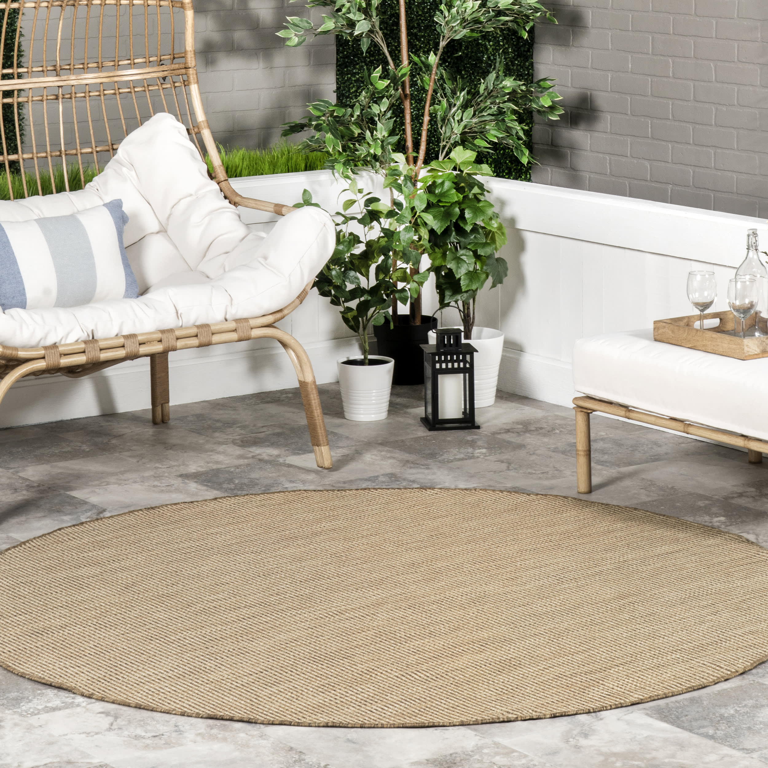 Sandra Solid Faux Jute Indoor/Outdoor Rug | Brown - Image 2