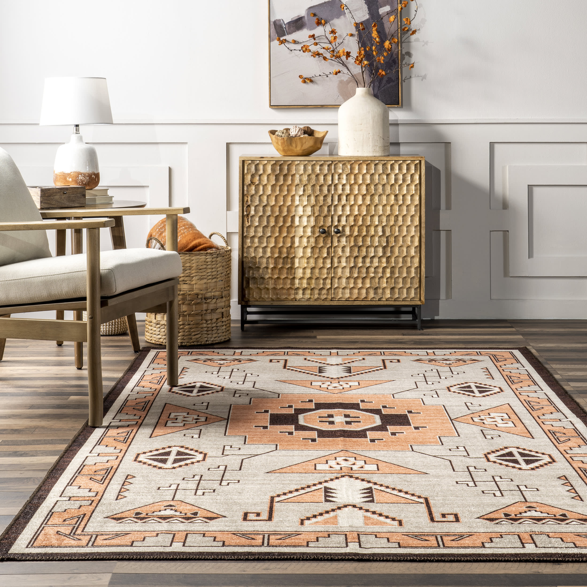 Santina Washable Colorful Rug | Grey - Image 4