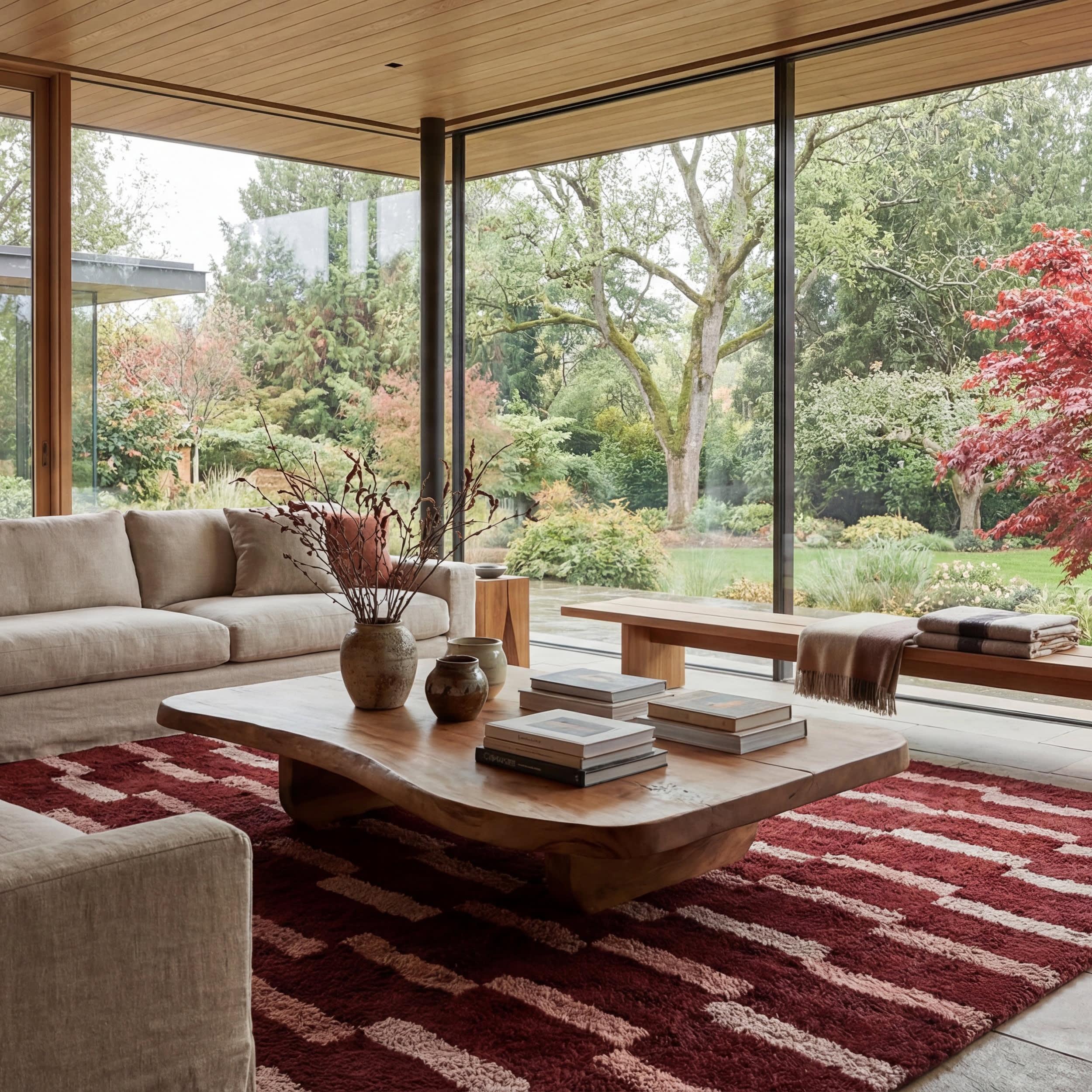 Sativae Geometric Rug | Maroon - Image 2