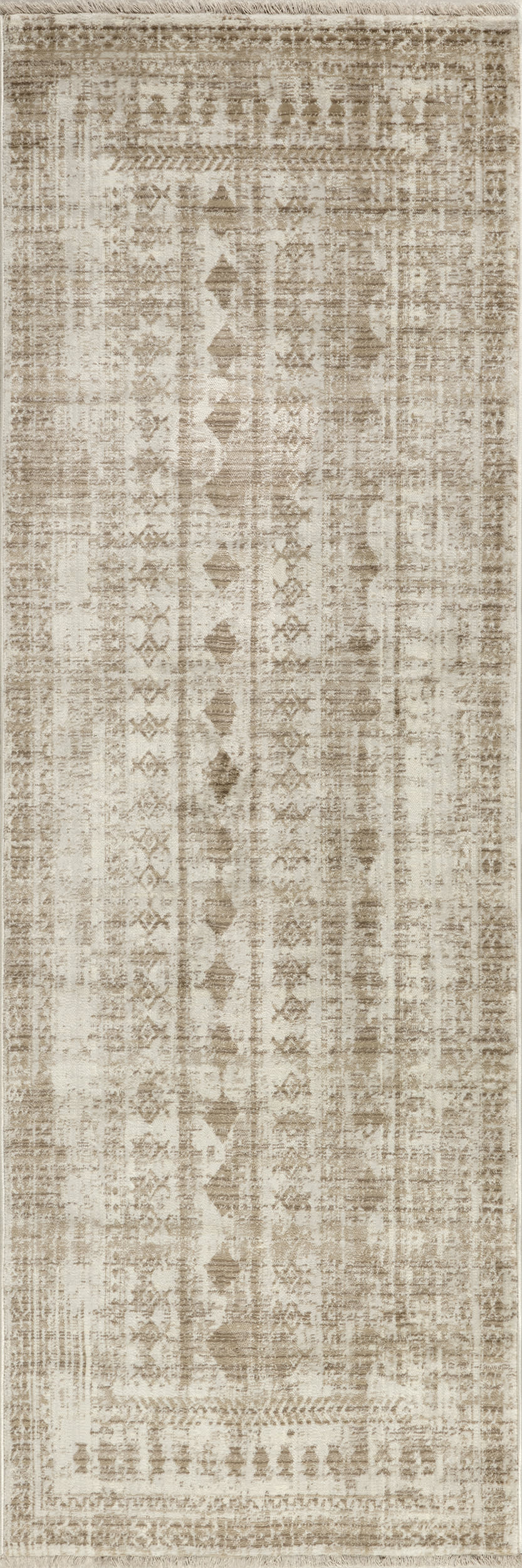 Saturdays Geometric Fringed Rug | Light Beige