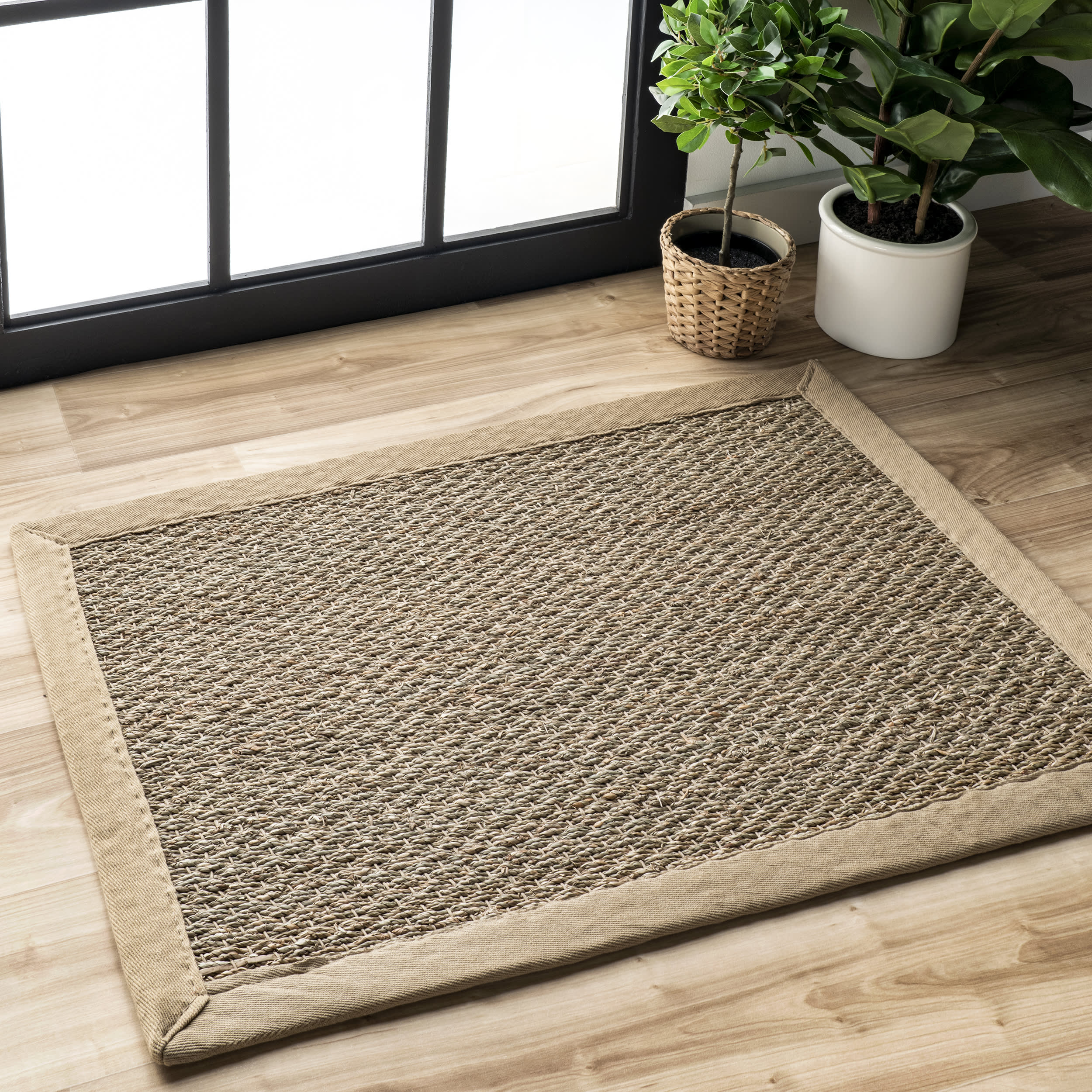 Seagrass with Border Rug | Beige - Image 11