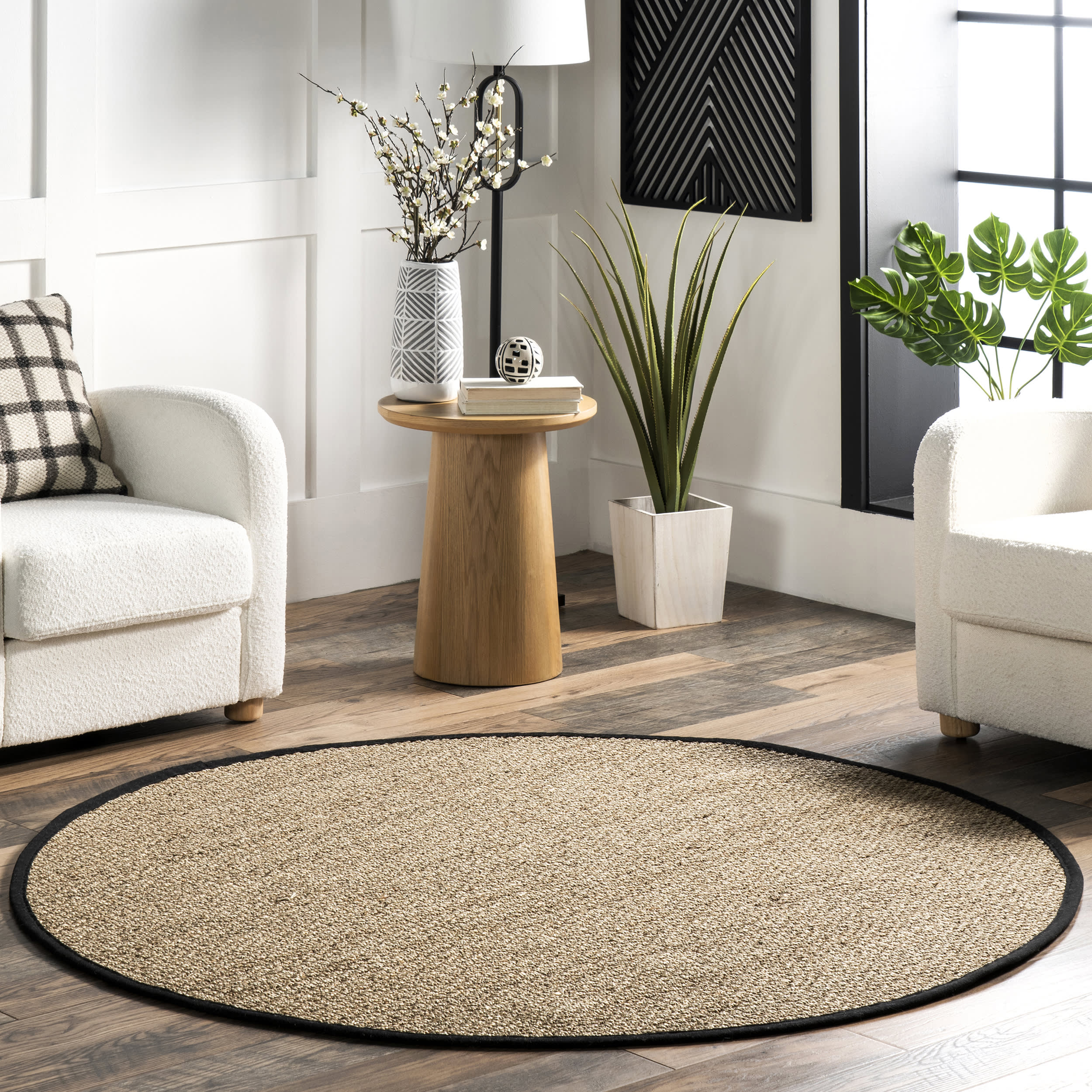 Seagrass with Border Rug | Black - Image 2