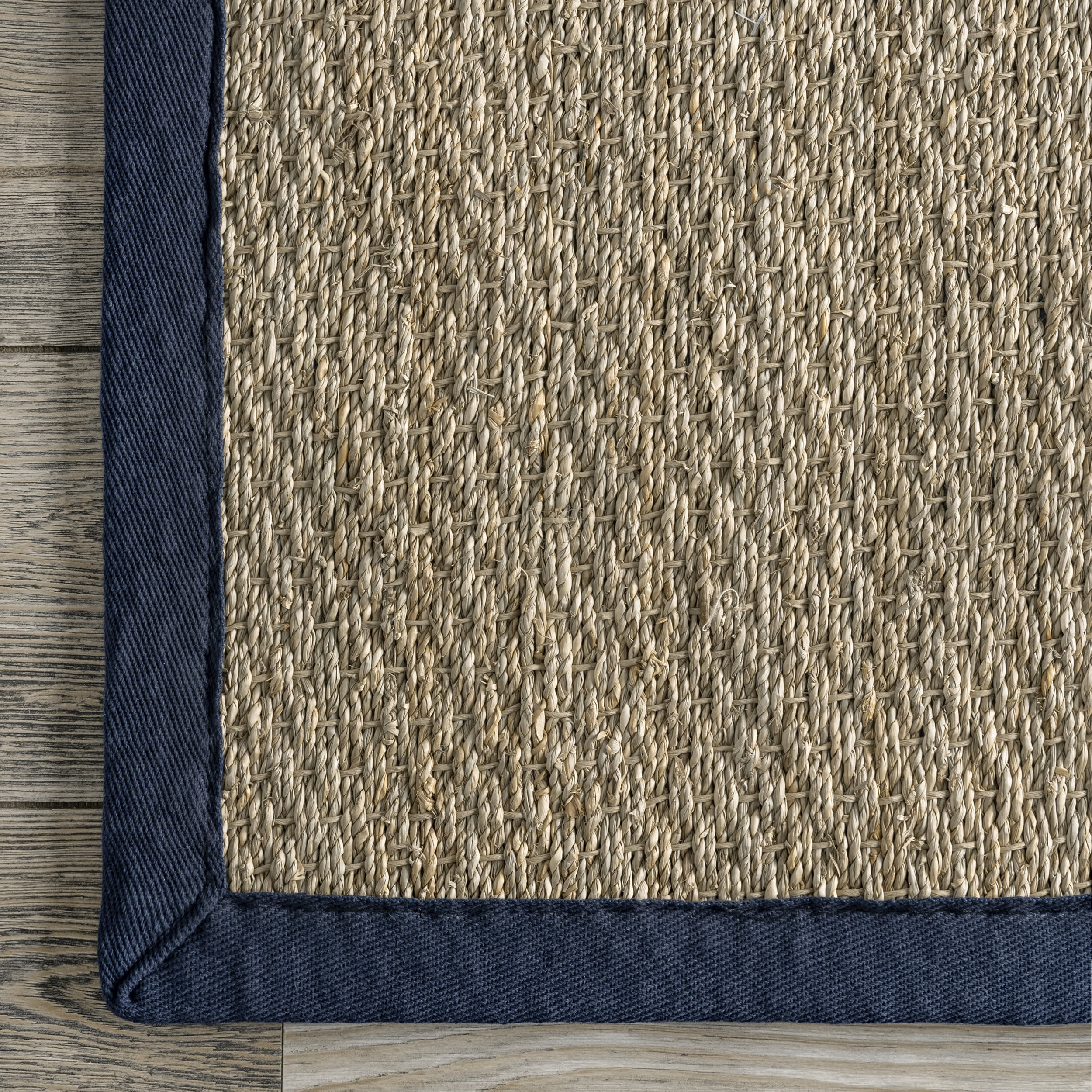 Seagrass with Border Rug | Navy - Image 3