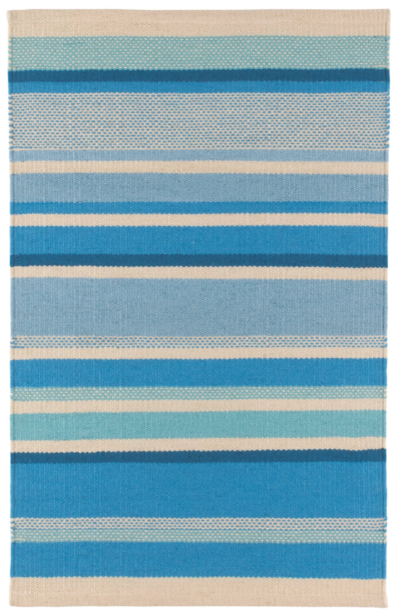 Seed Stitch Stripe Handwoven Indoor/Outdoor Rug | Blue