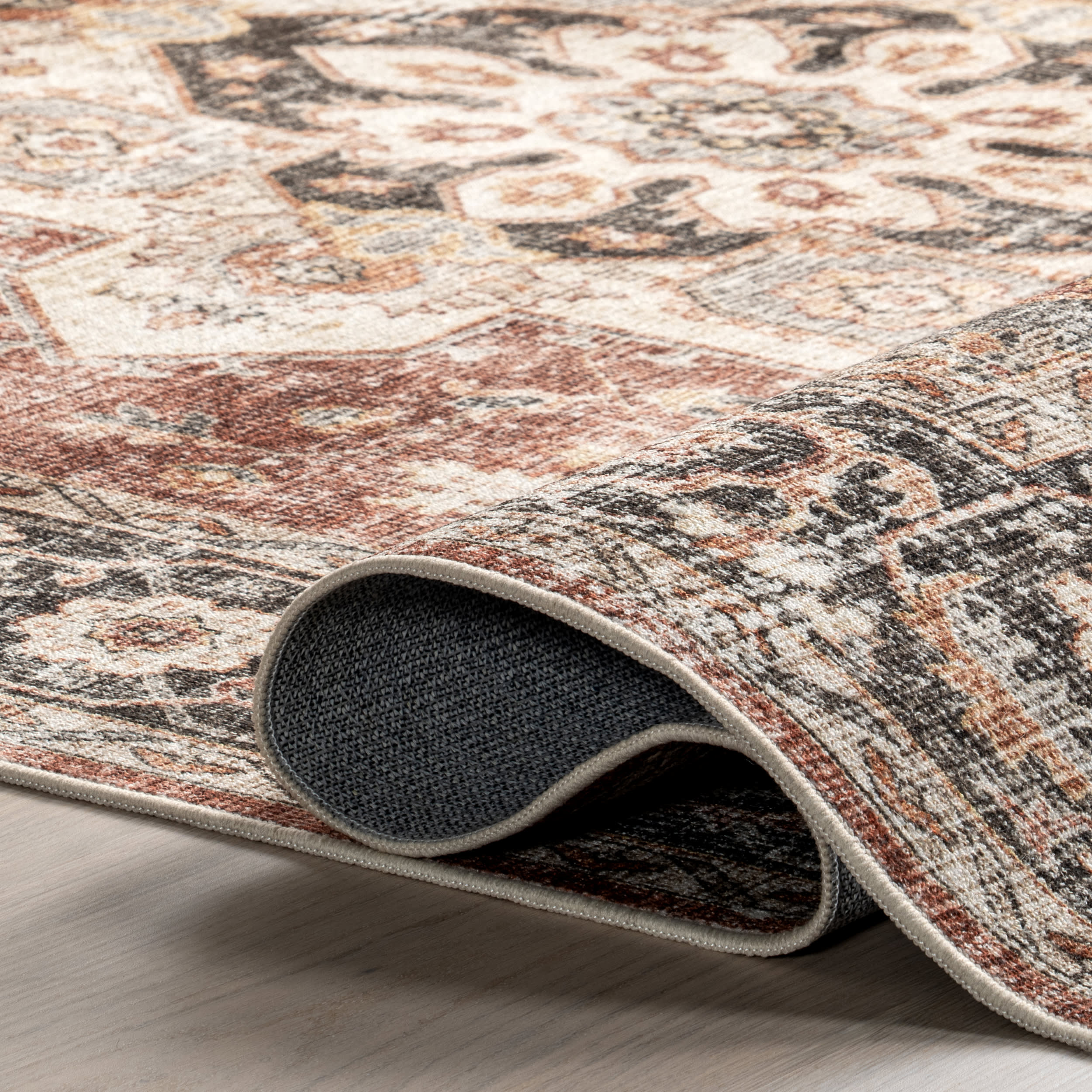 Seine Medallion Spill Proof Washable Rug | Rust - Image 8