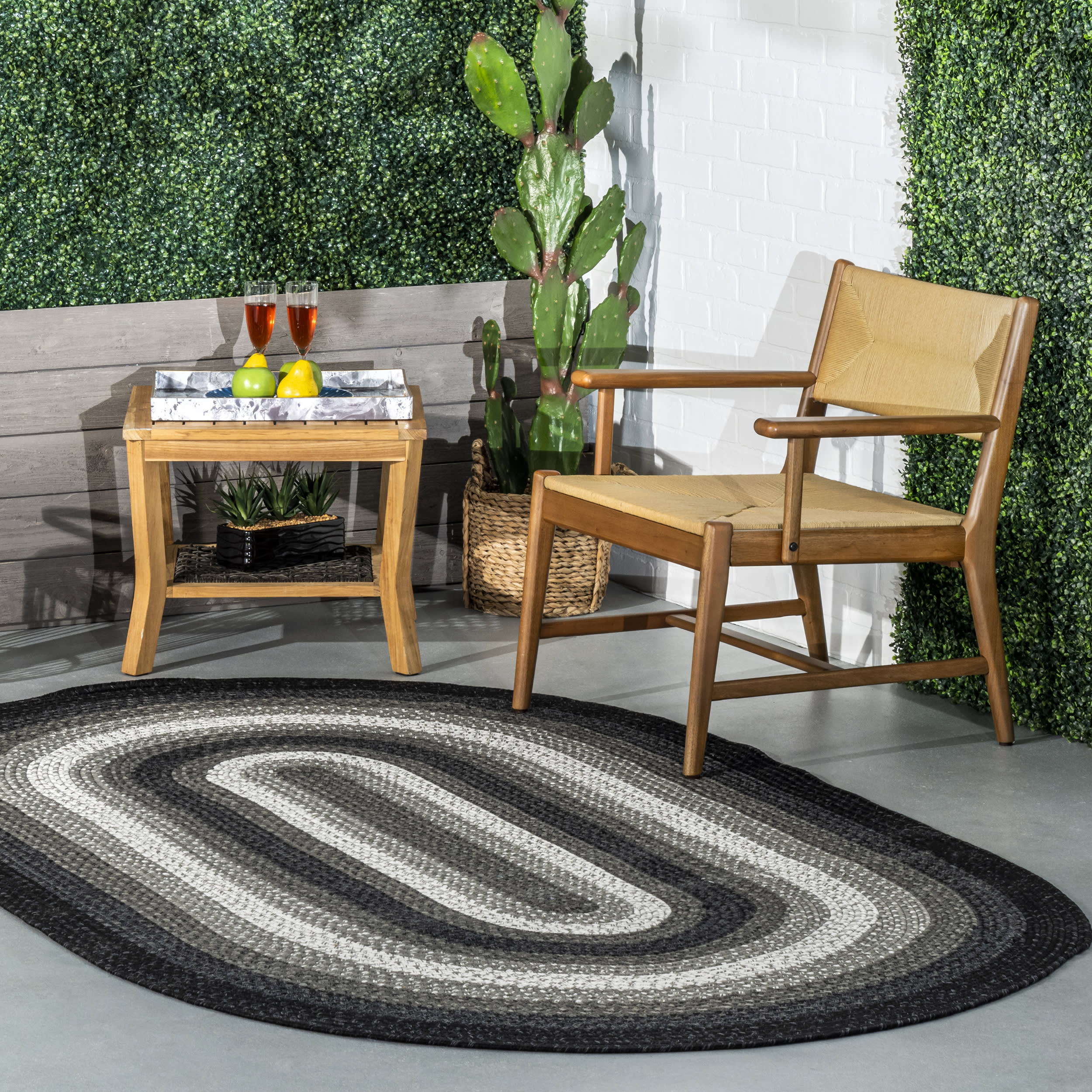 Selena Braided Indoor/Outdoor Rug | Charcoal - Image 2