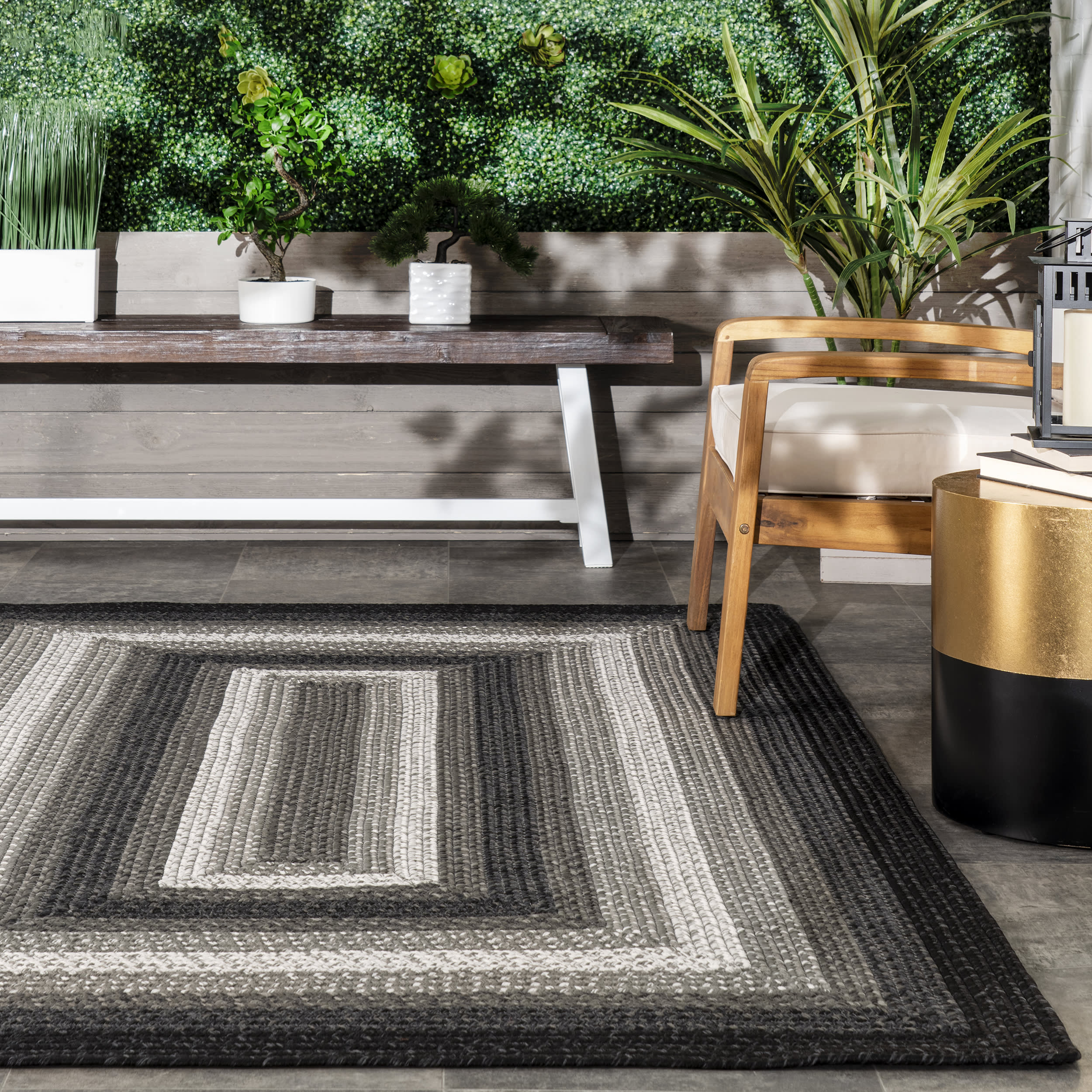 Selena Braided Indoor/Outdoor Rug | Charcoal - Image 4