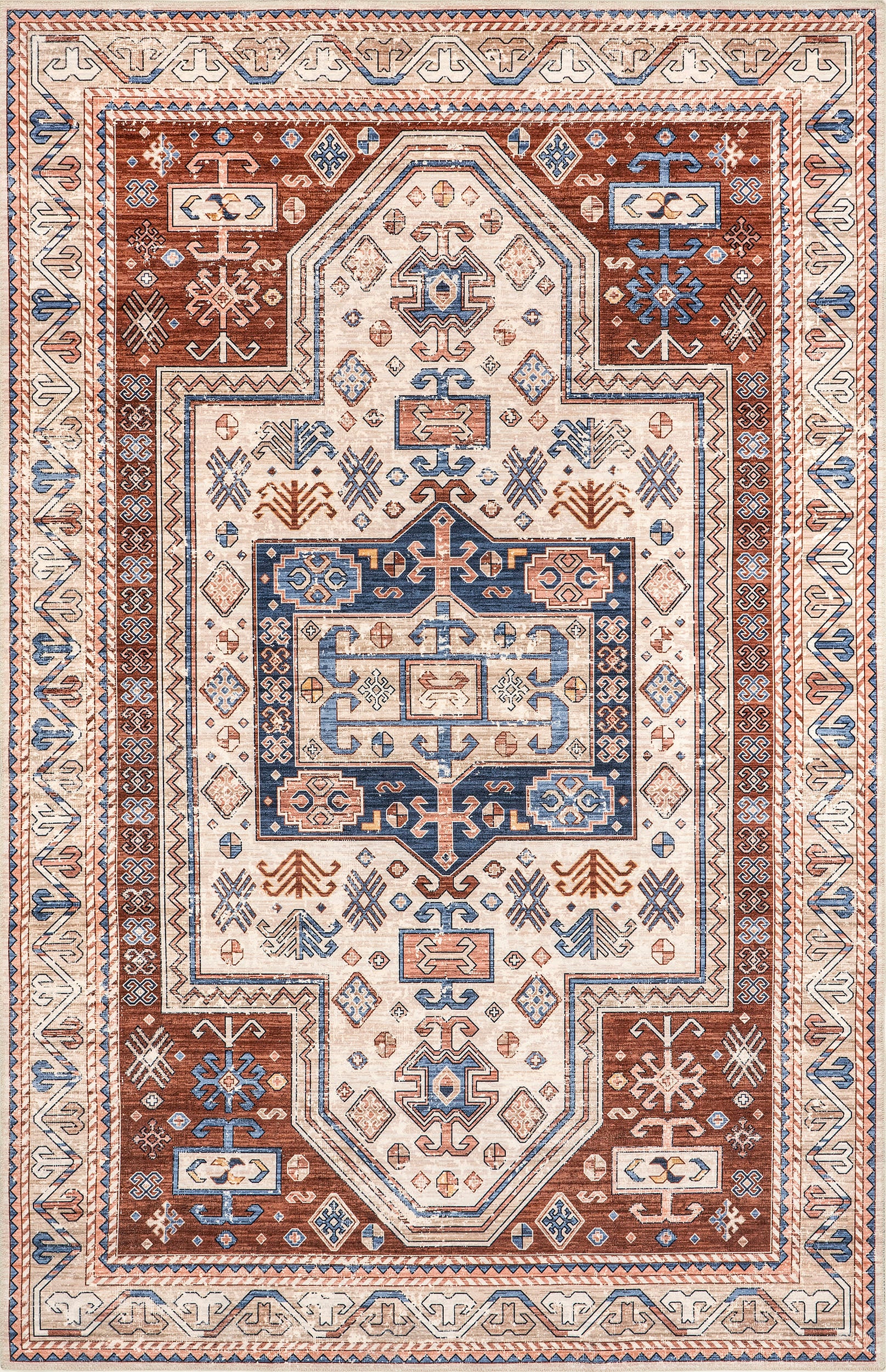 Selma Washable Medallion Rug | Rust