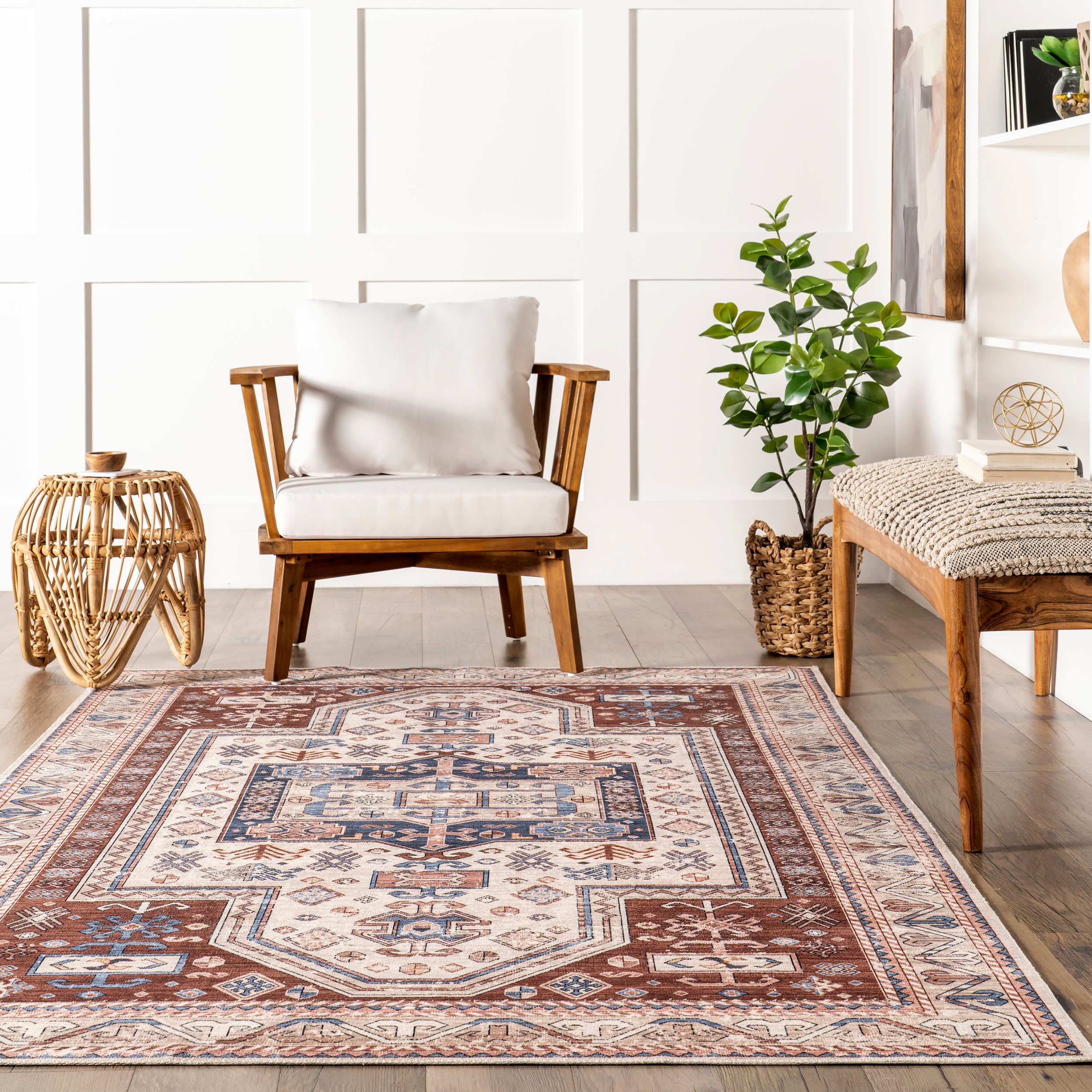 Selma Washable Medallion Rug | Rust - Image 4