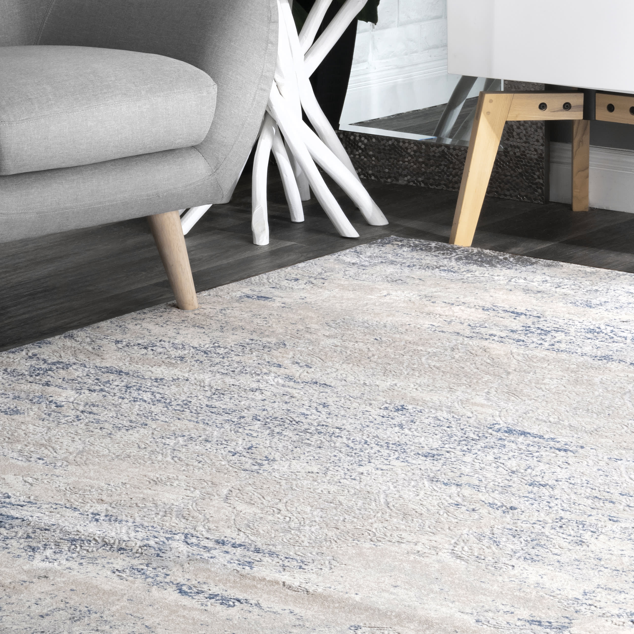 Shaded Abstract Rug | Silver - Image 4