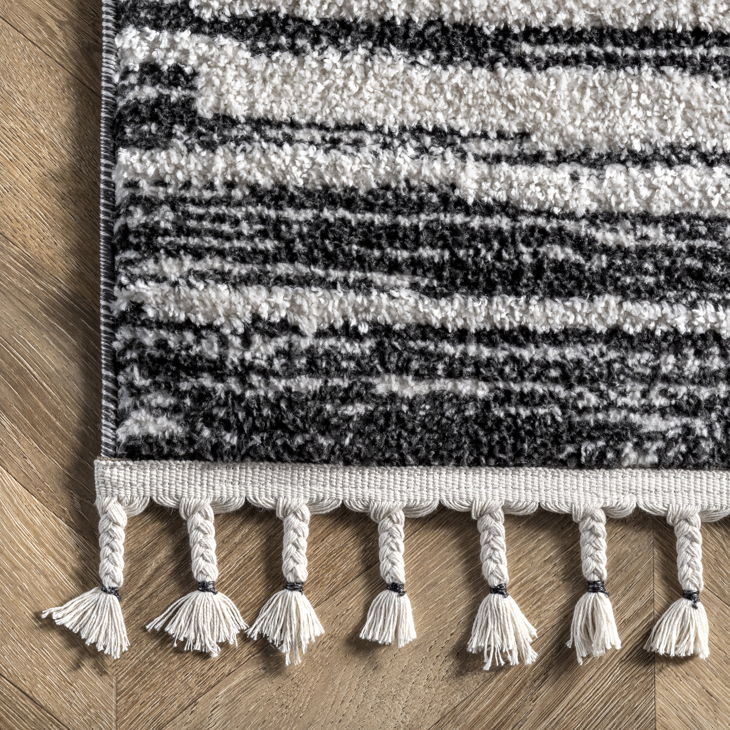 Shaded Chevron with Tassels Rug | Beige - Image 3