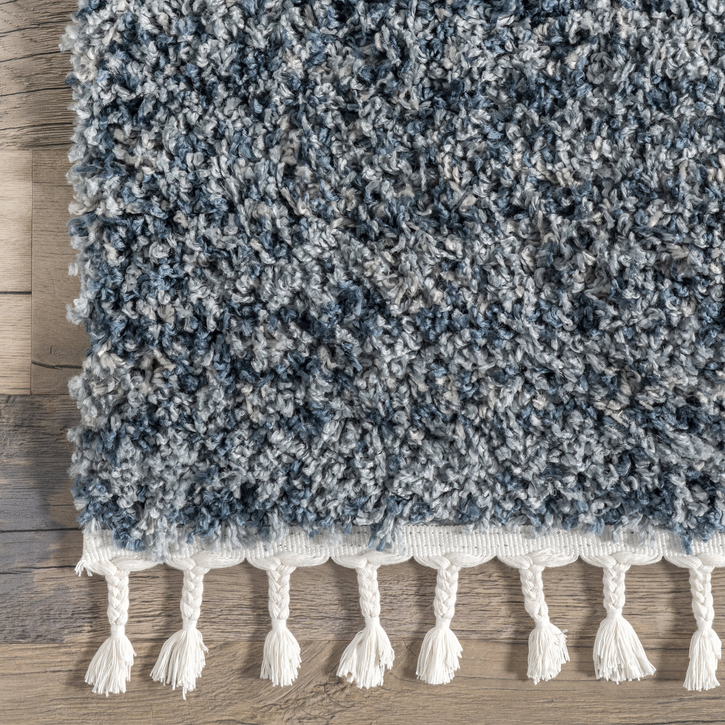 Shaded Shag With Tassels Rug | Blue - Image 3