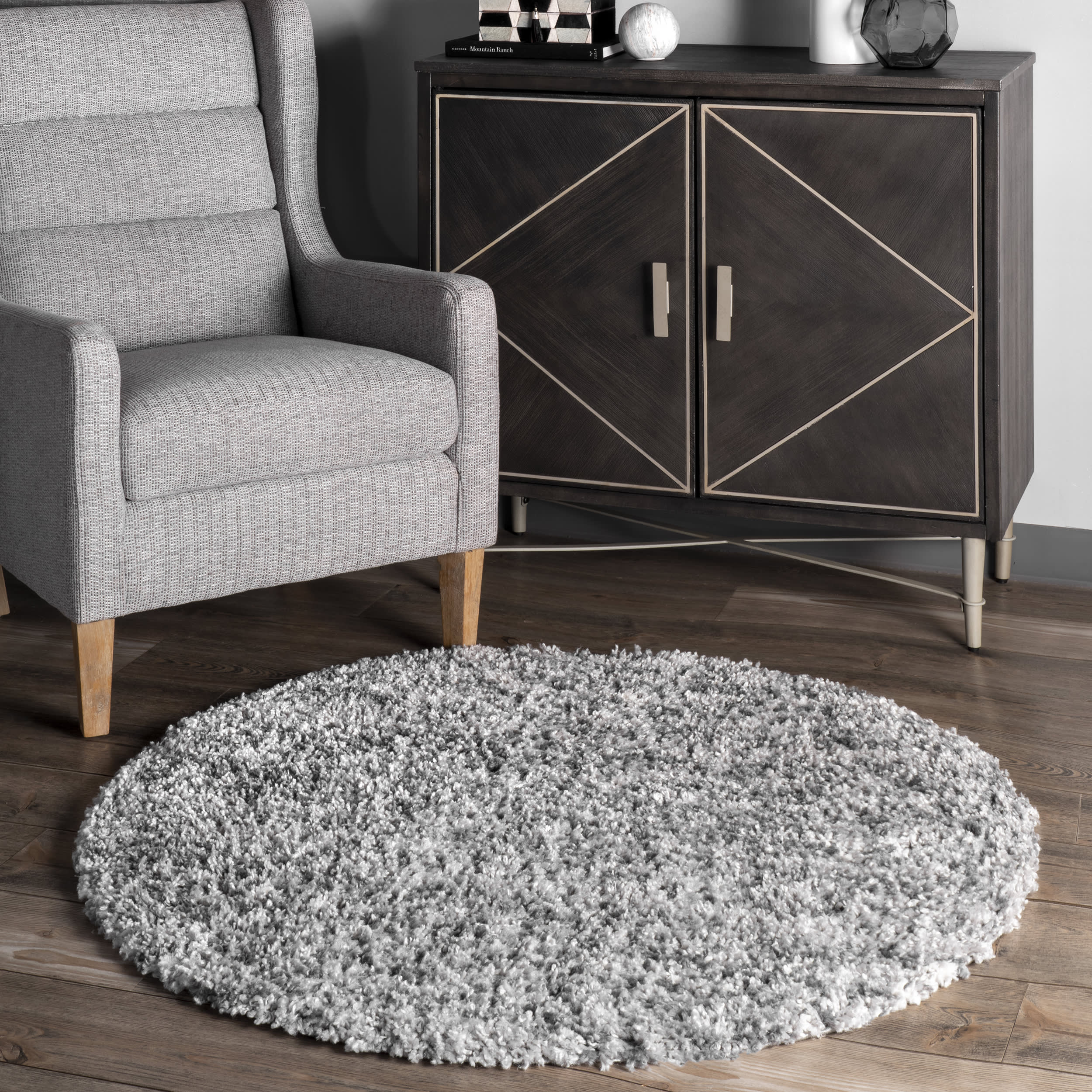 Shaded Shag With Tassels Rug | Grey - Image 2