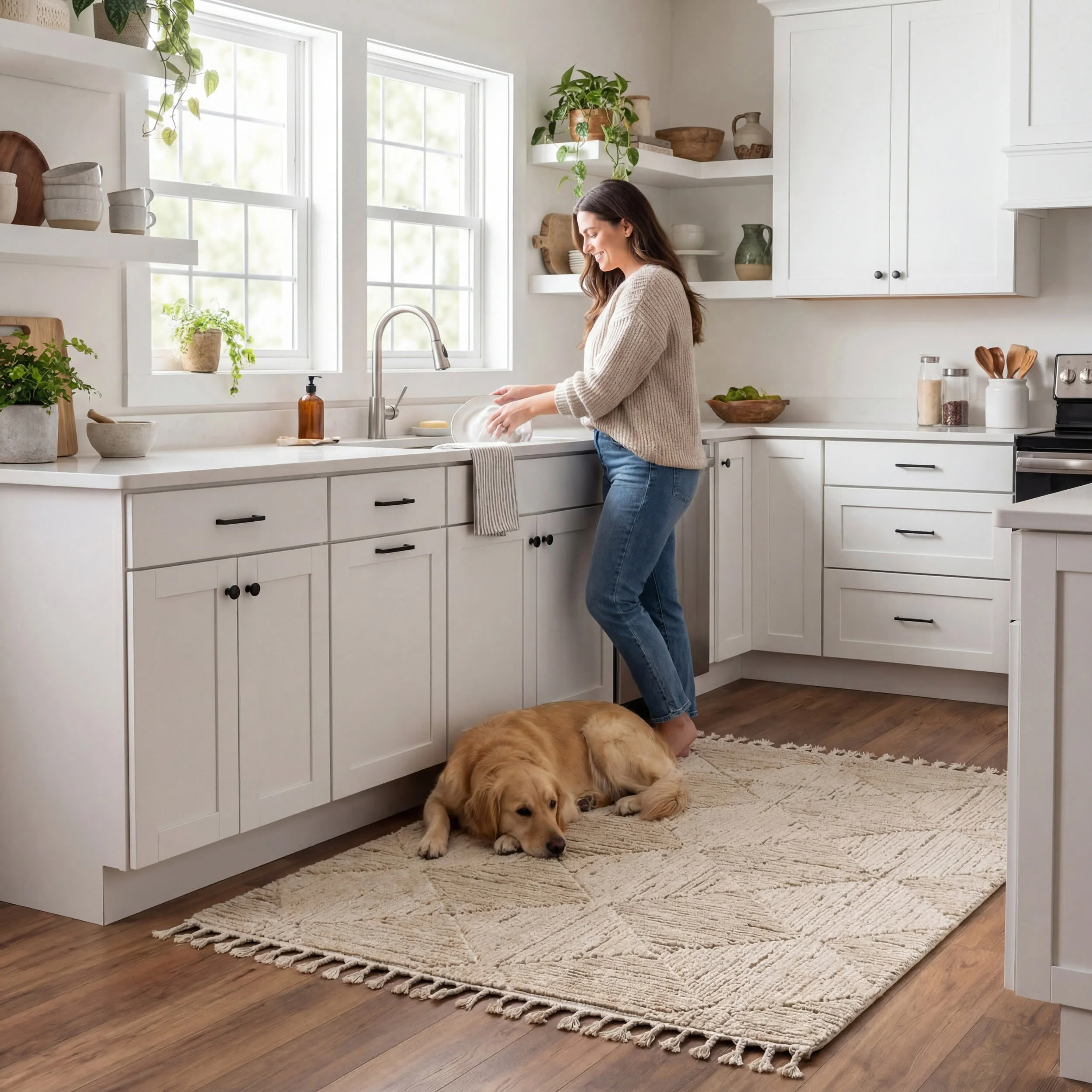 Shafali Tiled Trellis Rug | Beige - Image 8