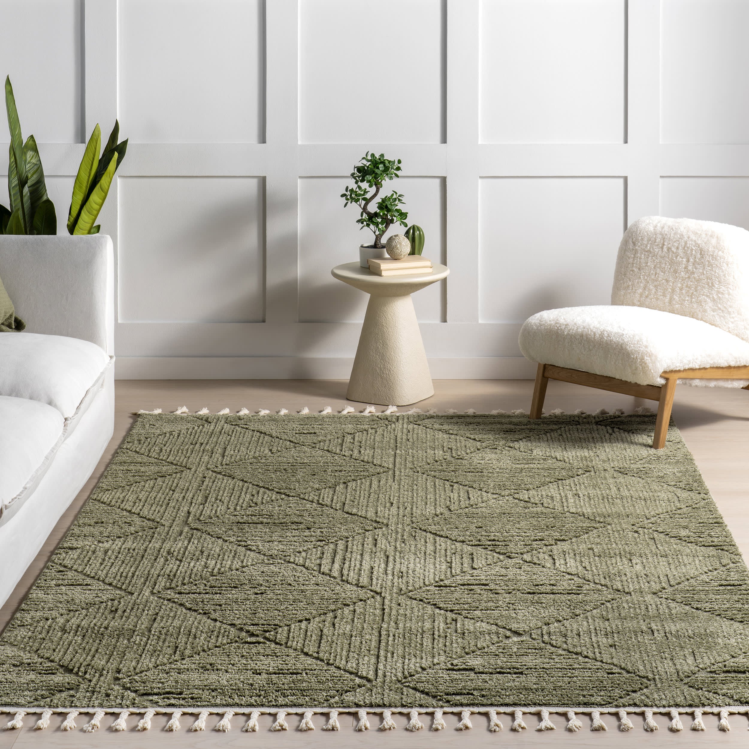 Shafali Tiled Trellis Rug | Green - Image 5