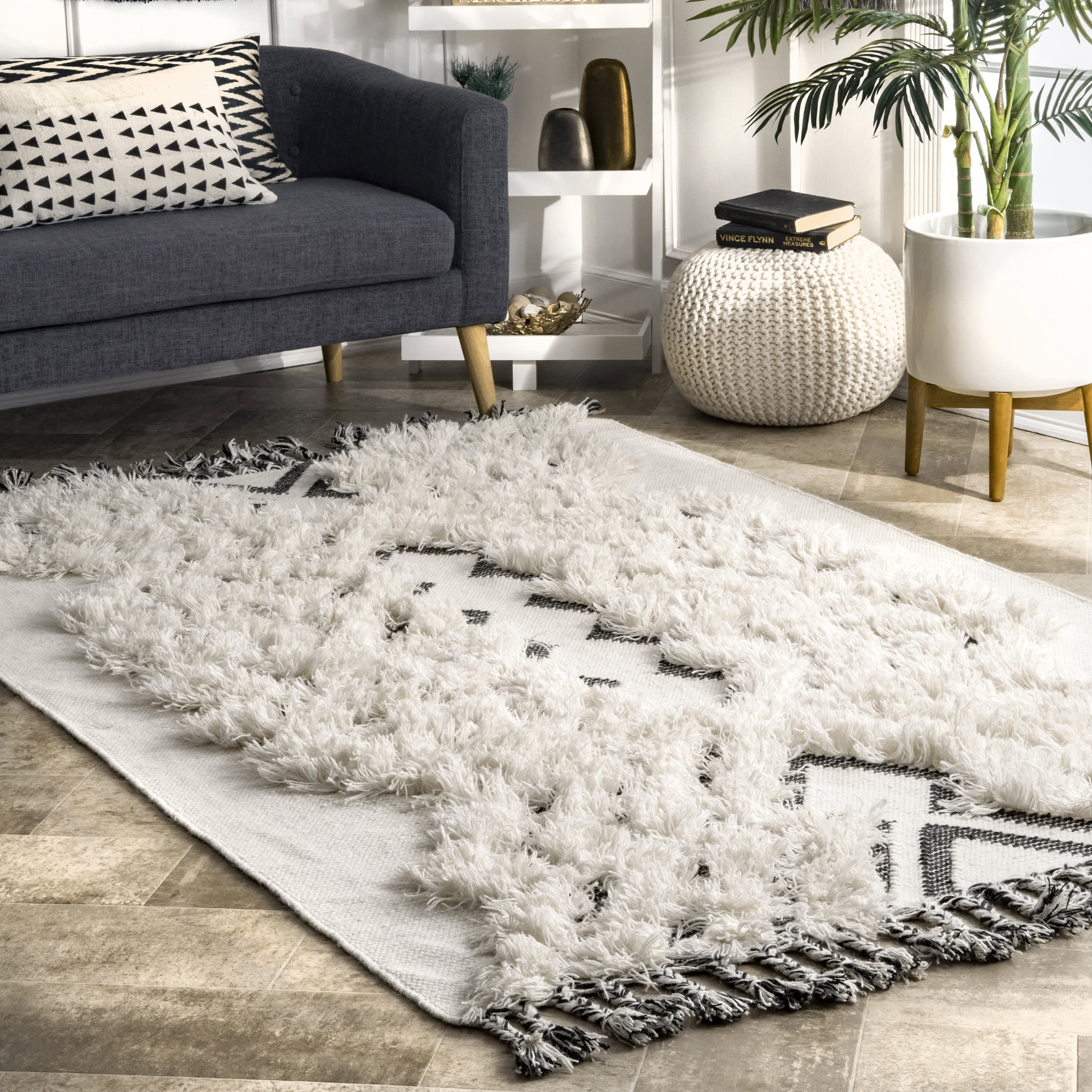 Shaggy Chevrons Rug | Ivory - Image 2
