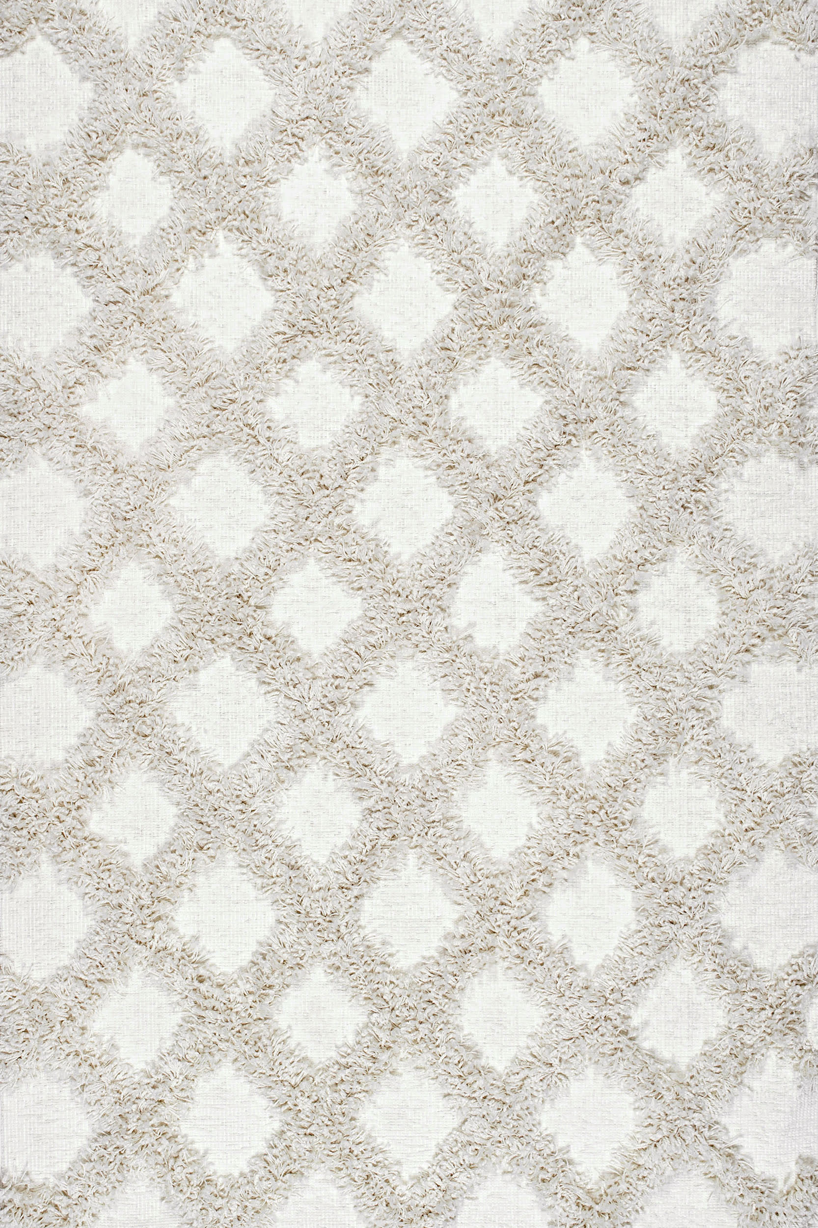 Shaggy Diamond Trellis Rug | Ivory