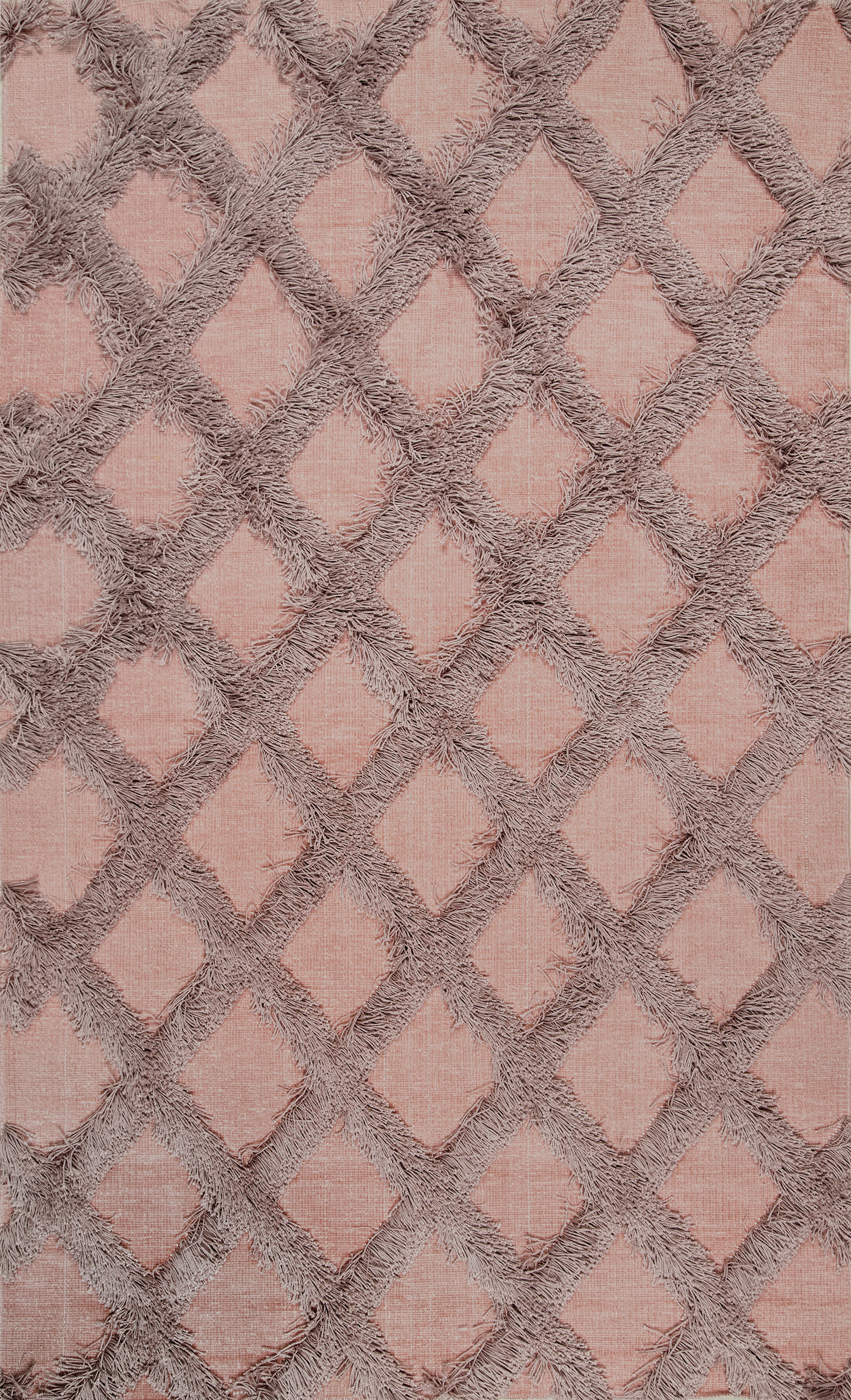 Shaggy Diamond Trellis Rug | Pink