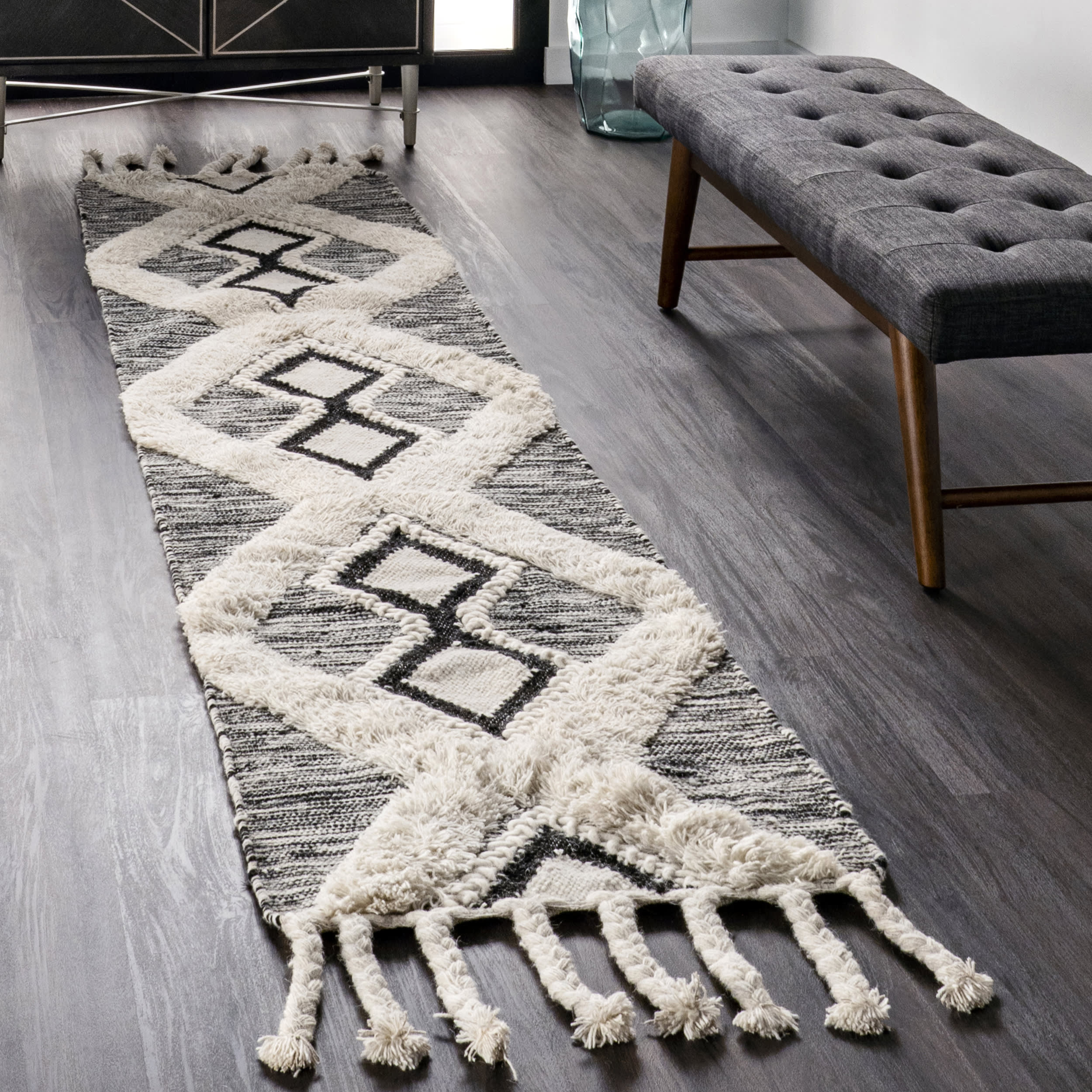 Shaggy Helix Diamonds Rug | Grey - Image 2