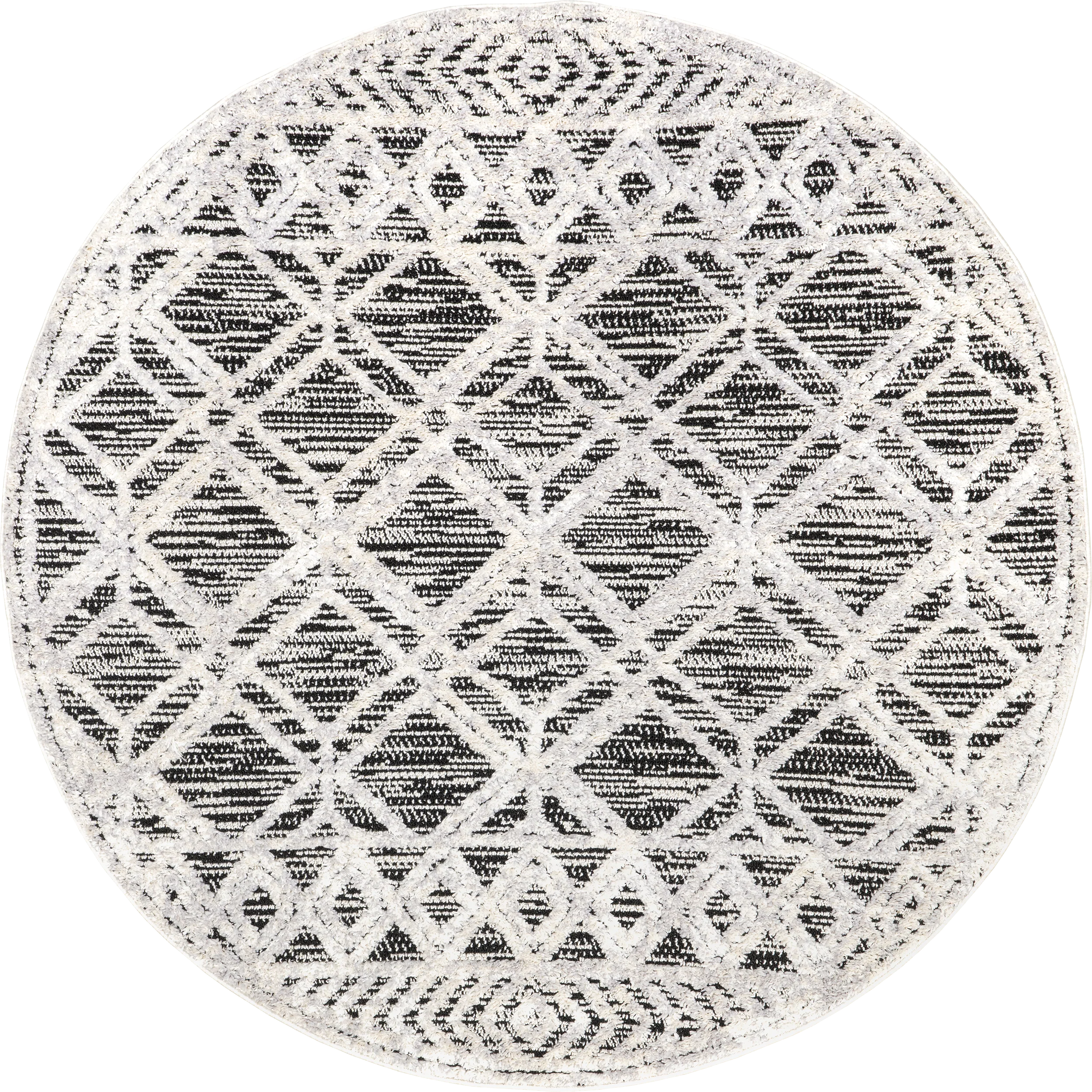 Shaggy Lattice Tassel Rug | Grey