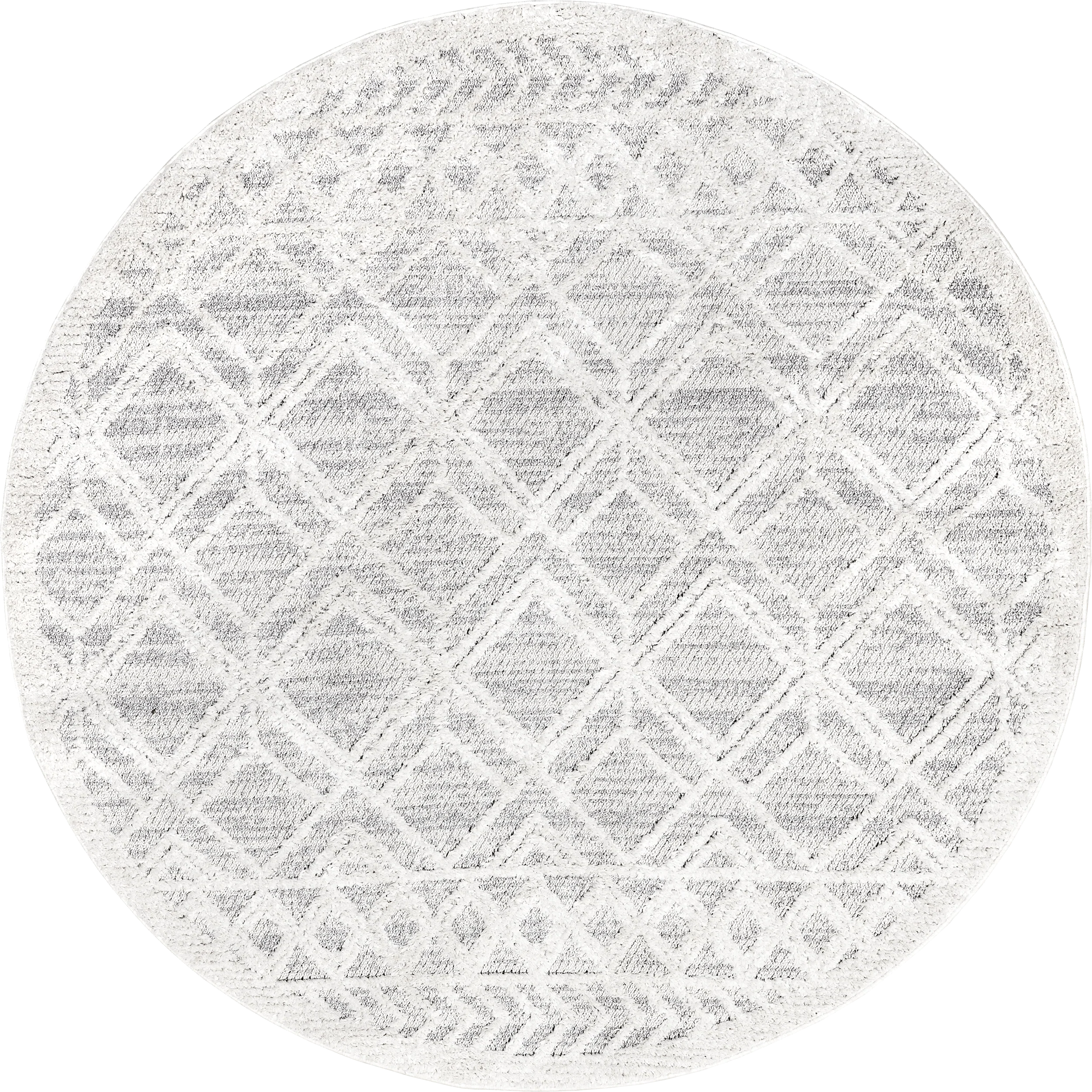 Shaggy Lattice Tassel Rug | Light Grey